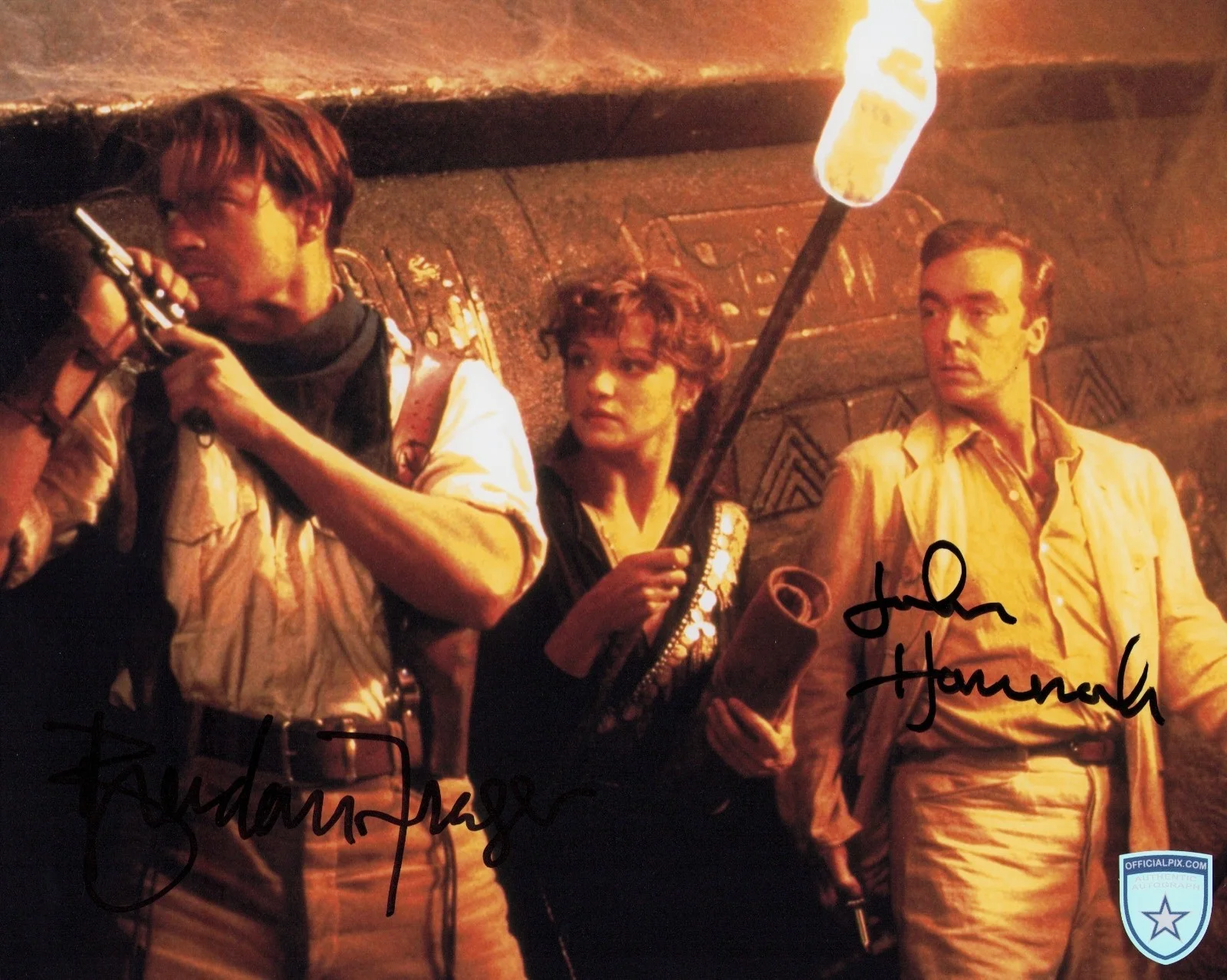 Brendan Fraser, John Hannah — Signed The Mummy Brendan Fraser and John Hannah 8x10 w/ Official Pix COA