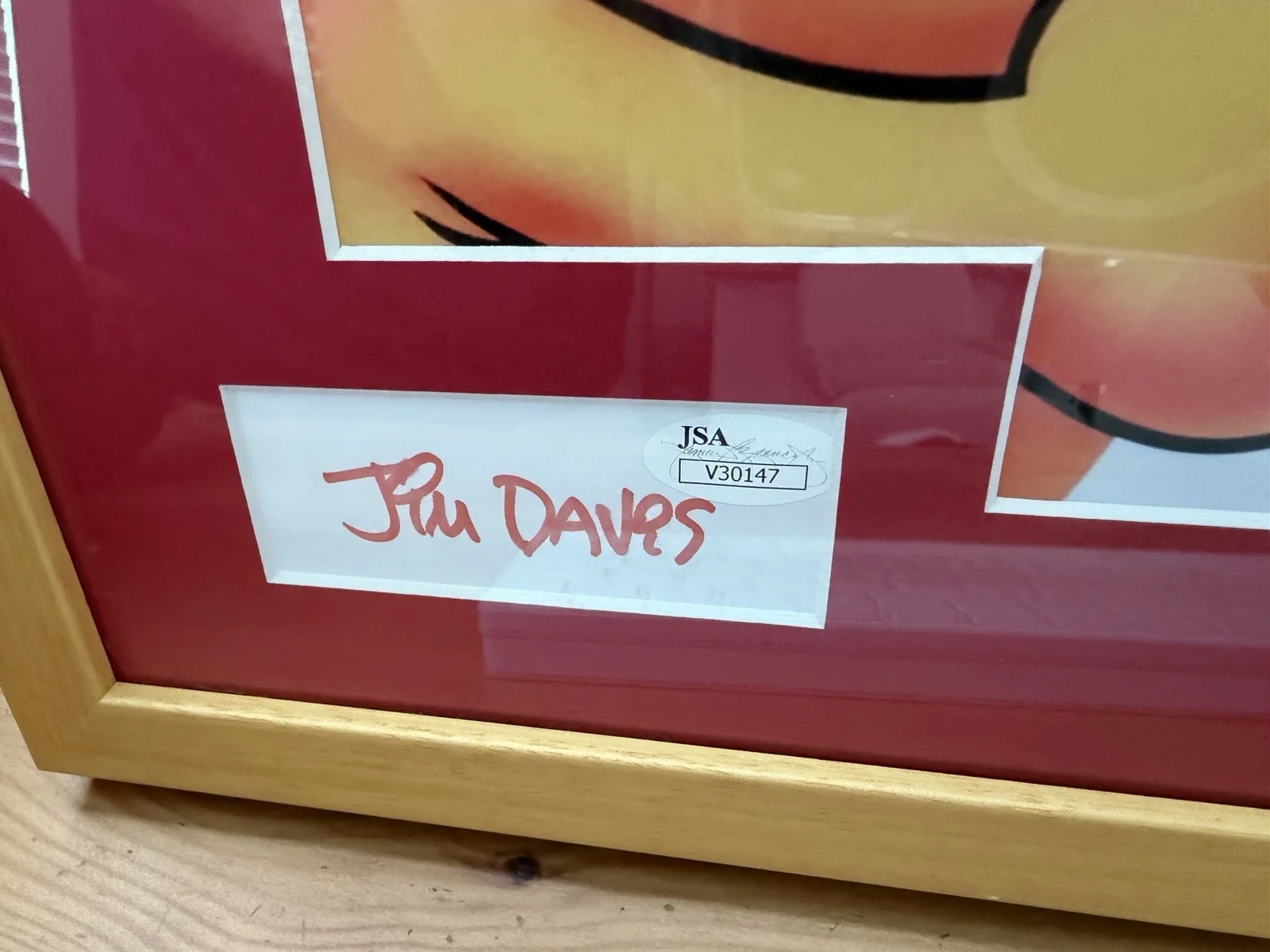 JIM DAVIS GARFIELD CAT CARTOON SIGNED AUTOGRAPH DOUBLE MATTED FRAMED JSA, image 2