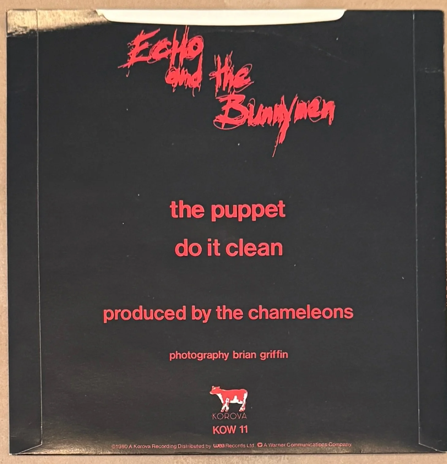 Echo & the Bunnymen: fully signed The Puppet 7" autographed vinyl ( Lp ), image 2