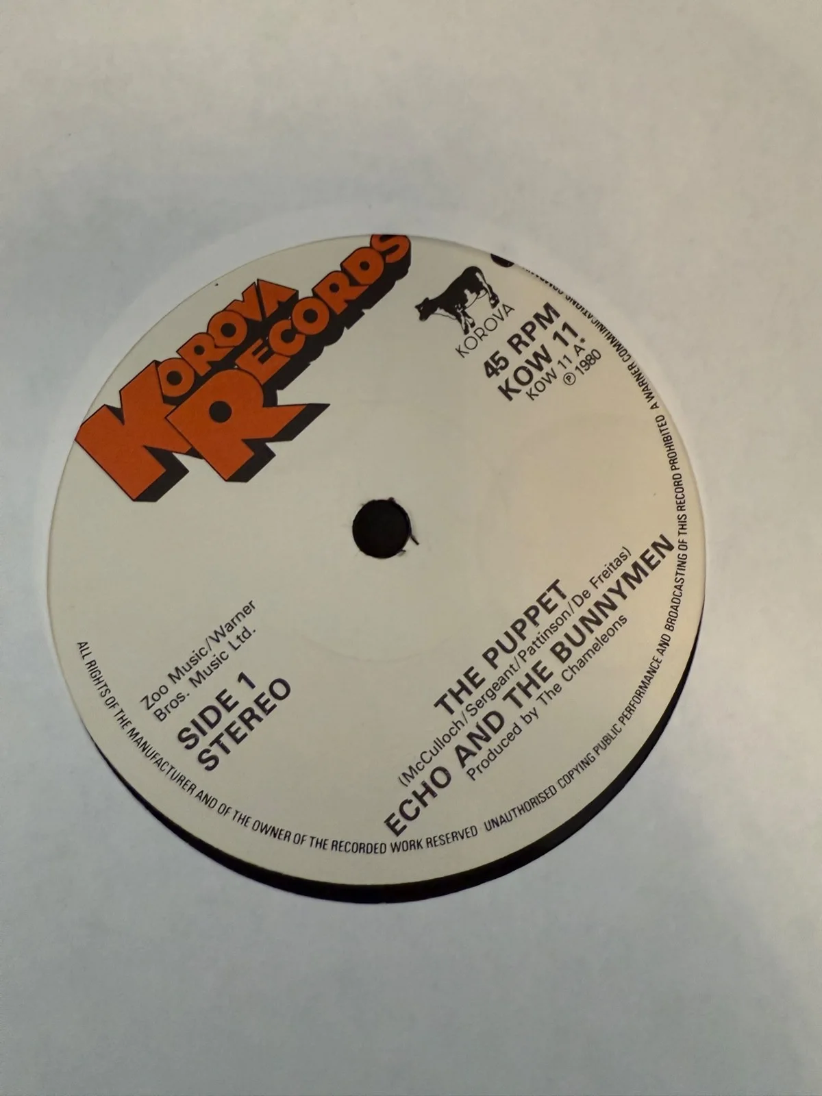 Echo & the Bunnymen: fully signed The Puppet 7" autographed vinyl ( Lp ), image 3