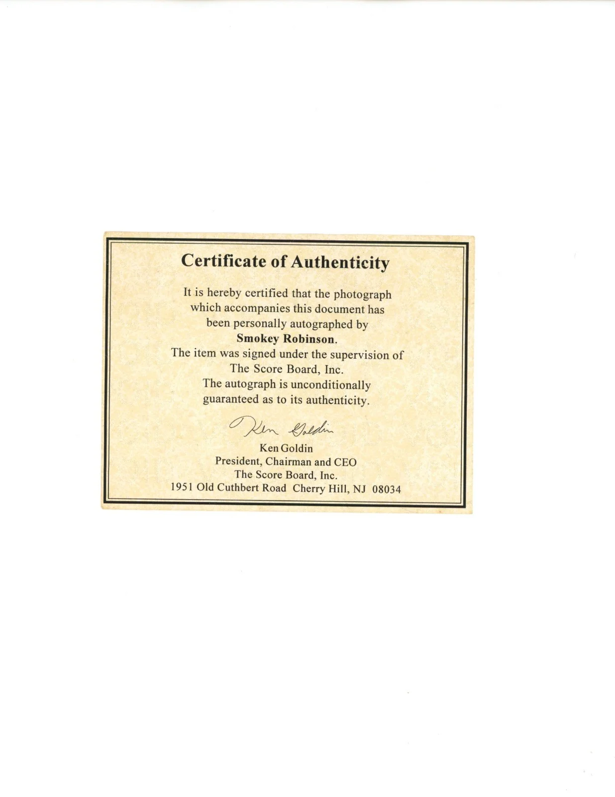 Smokey Robinson — Smokey Robinson Motown Legend Signed Autograph 8x10 - with Ken Goldin COA !, изображение 3
