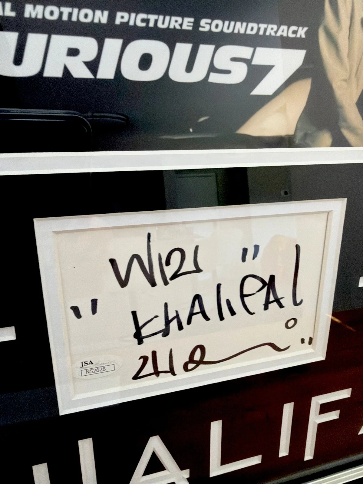WIZ KHALIFA MUSIC STAR SEE YOU AGAIN SIGNED AUTOGRAPH DOUBLE MATTED FRAMED JSA, image 2