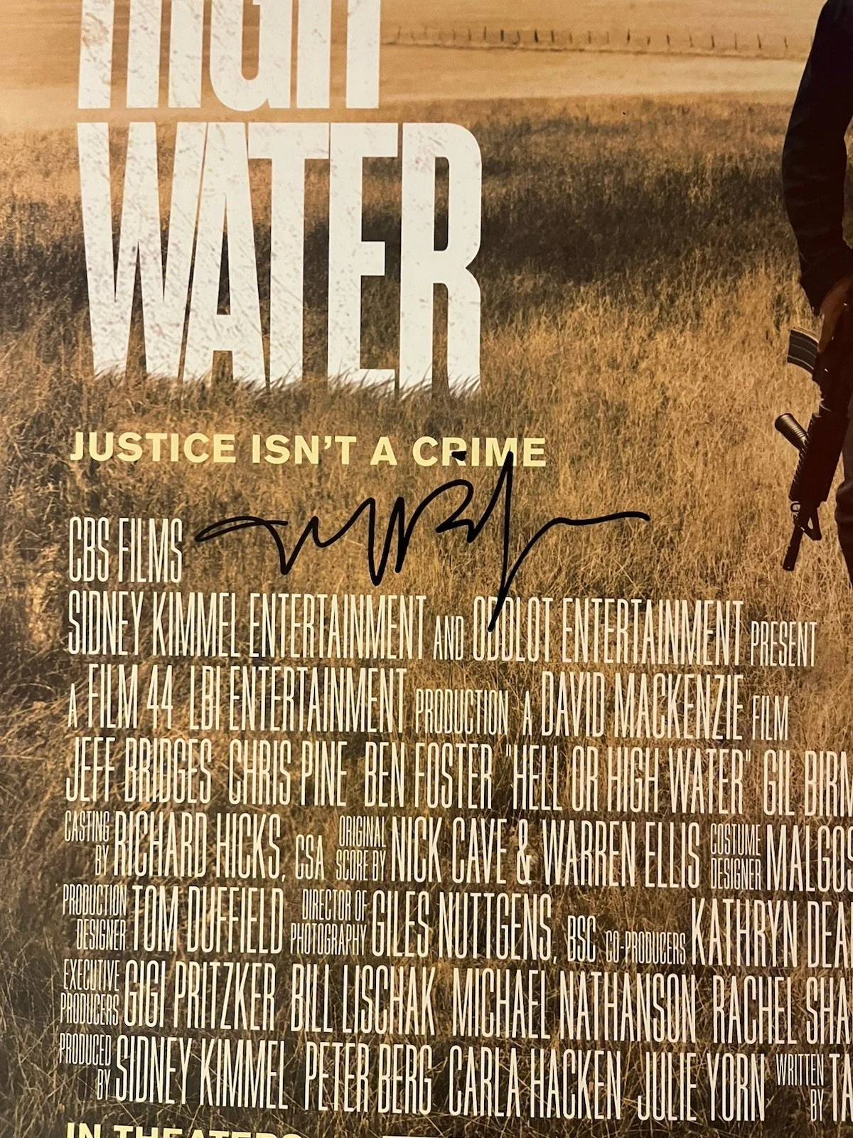 Jeff Bridges Signed Hell Or High Water D/S 27x40, image 2