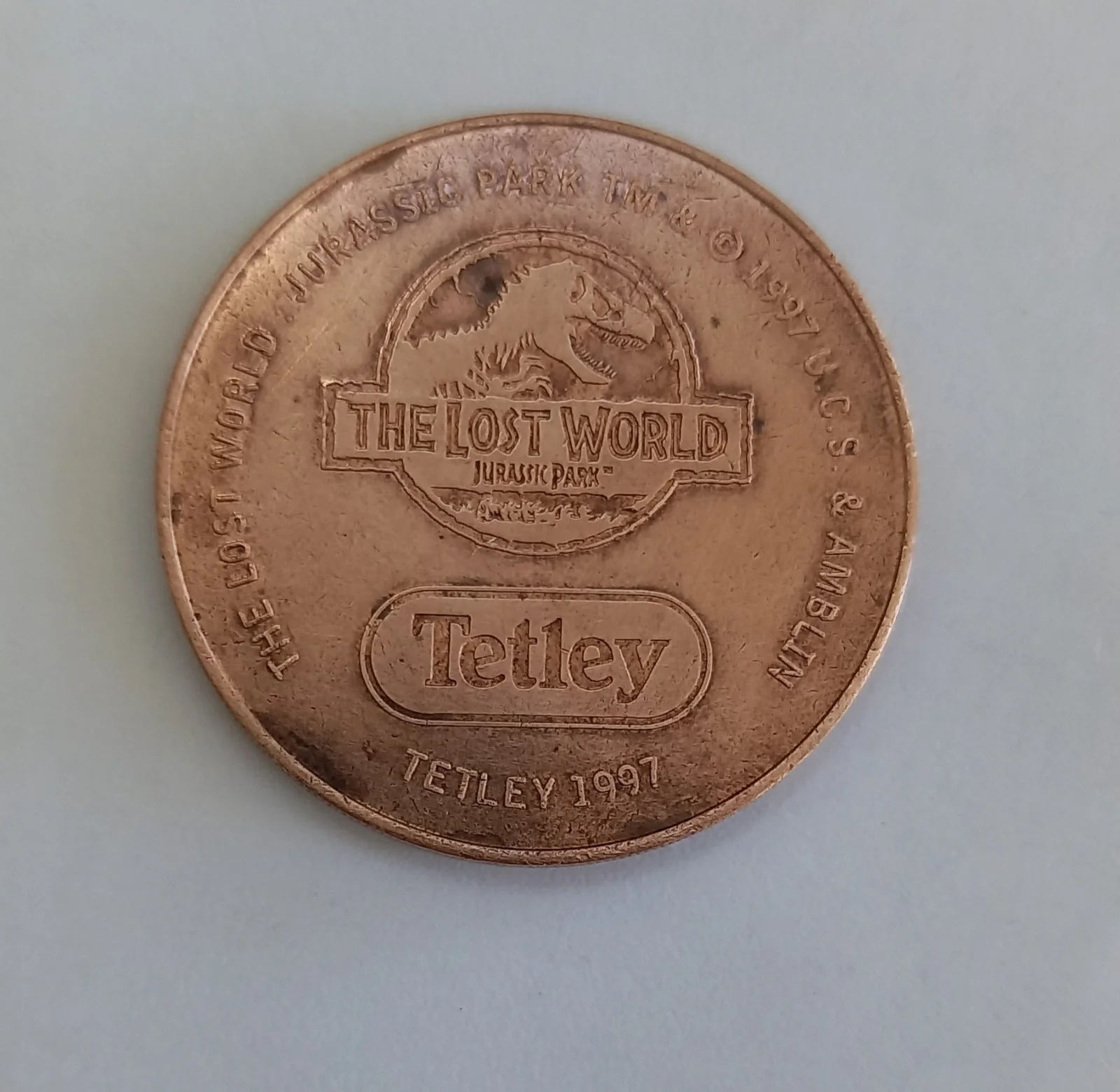 Tetley 1997 the Lost World Jurassic Park Coin No. 3 Velociraptor, изображение 2