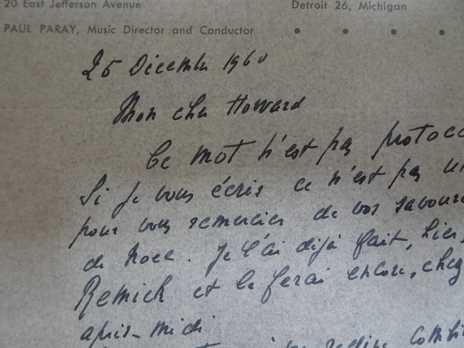 Paul Paray — Paul Paray French Conductor Autograph Letter to Symphony Manager Harrington 1960, изображение 4