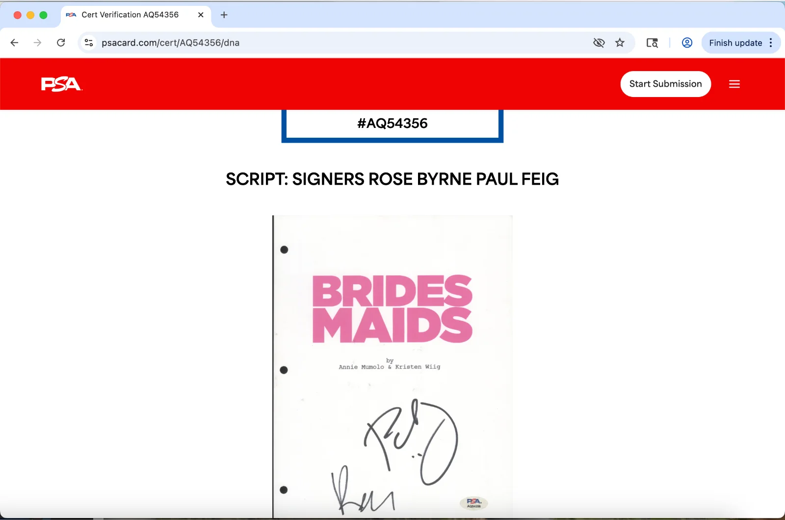 Rose Byrne, Paul Feig — Rose Byrne Paul Feig signed Bridesmaids script full 110 pages PSA DNA autograph, image 3