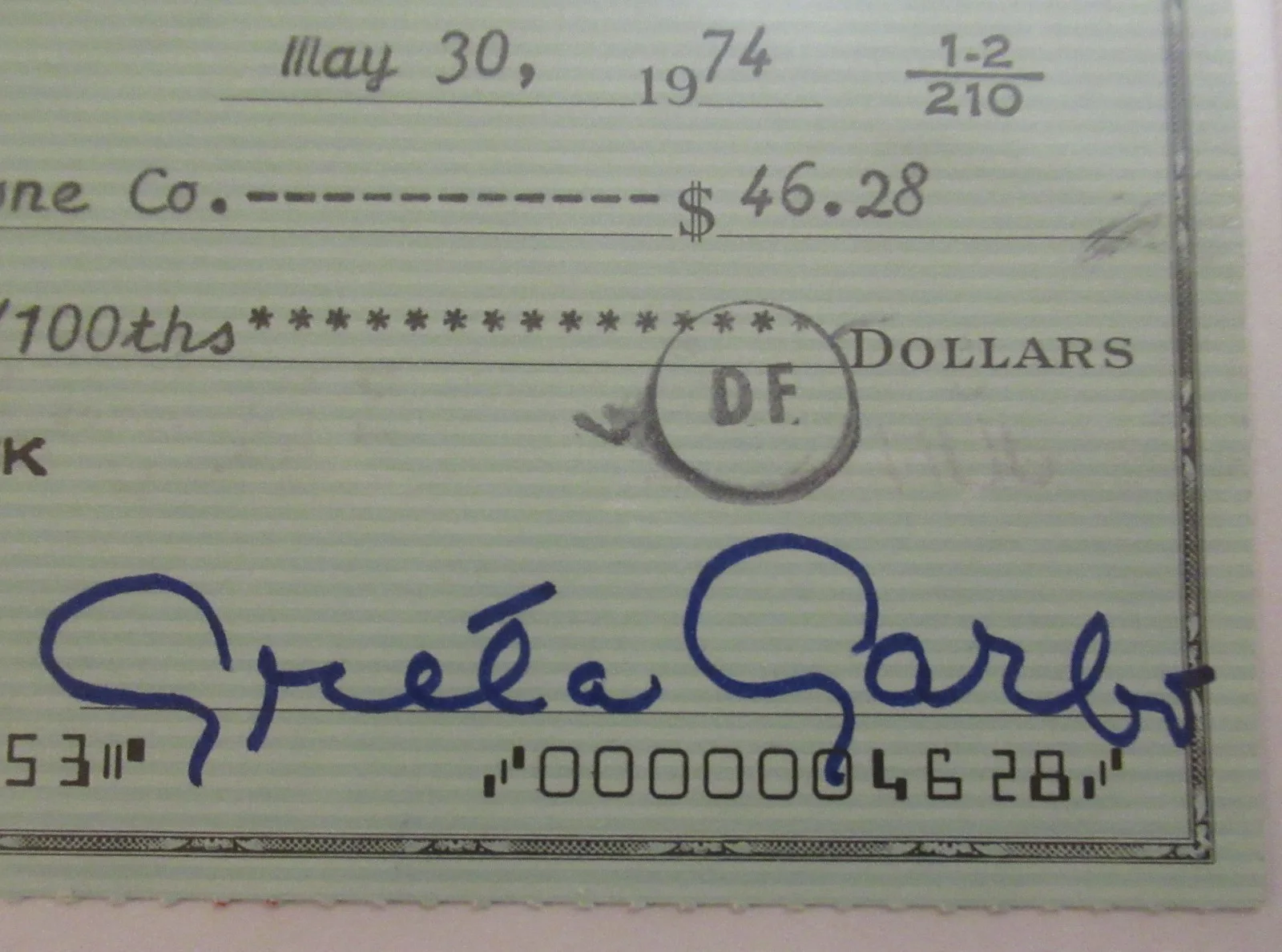 GRETA GARBO — GRETA GARBO SIGNED CHECK Autograph w/ COA the ESTATE OF GARBO signed by nephew, изображение 3