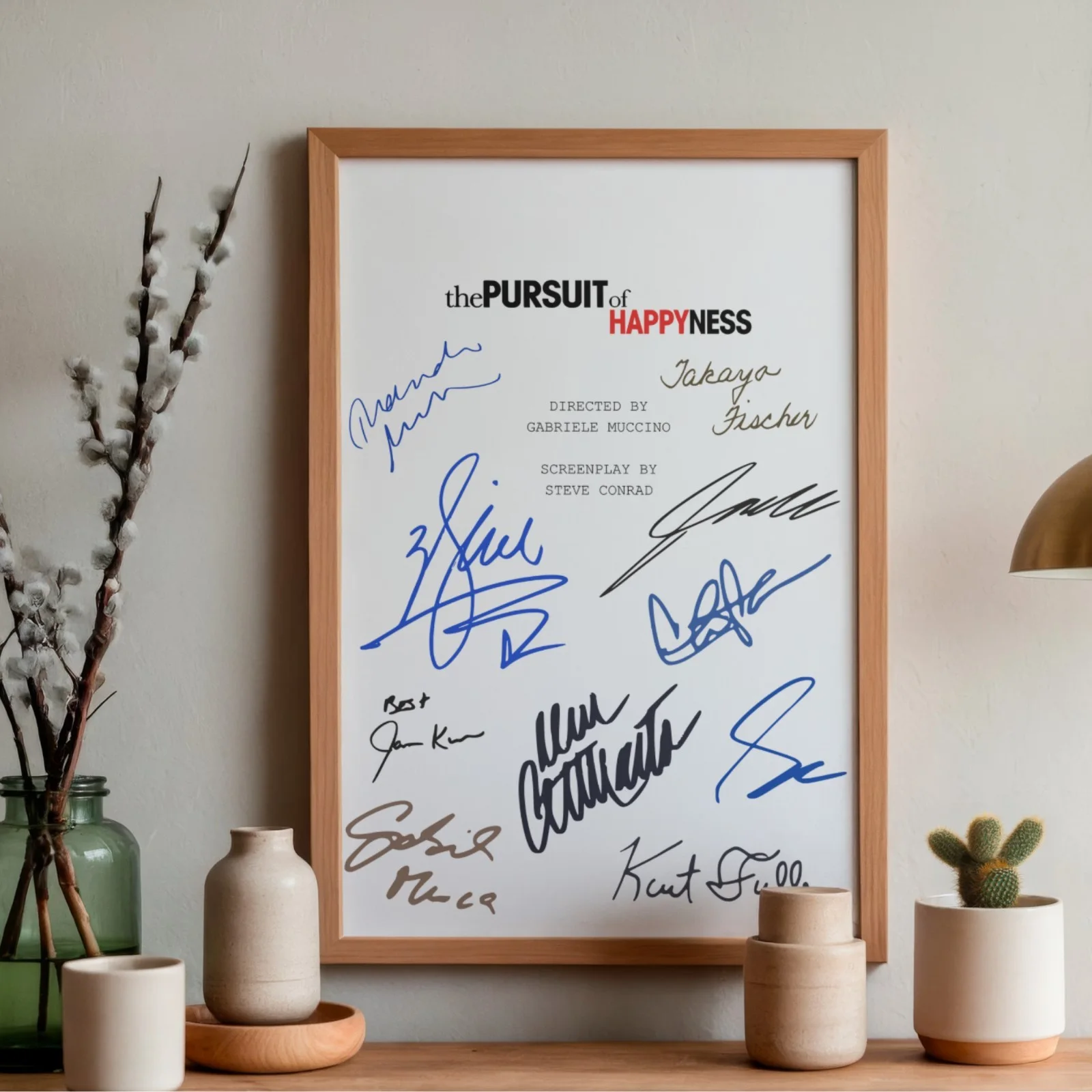 The Pursuit Of Happiness Inspired Poster A4 Pre-Printed Signature Script Style, image 2