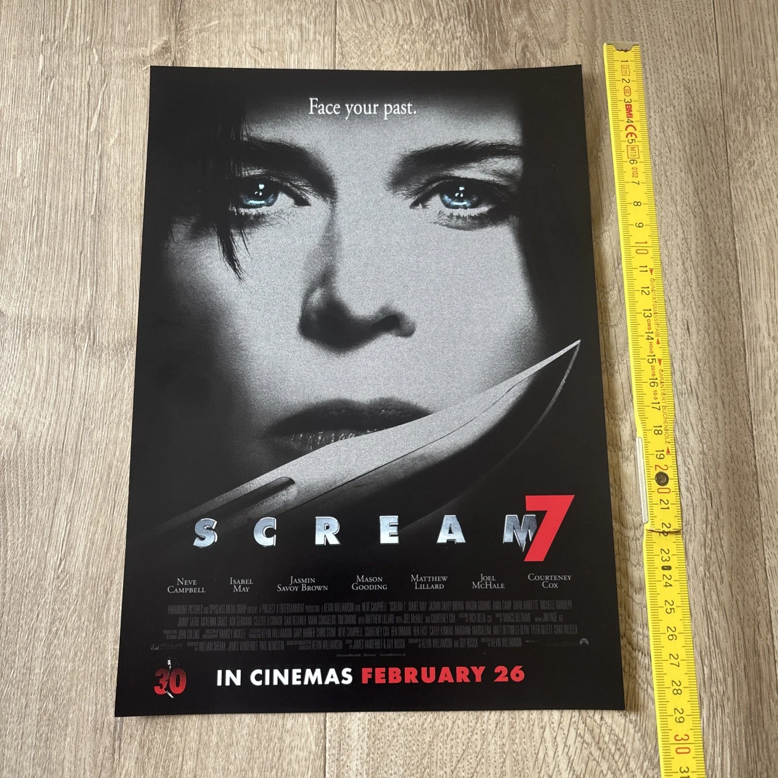 Official Scream 7 Movie Poster Reel Cinema 30 Years 30cm x 20cm Brand New, изображение 2