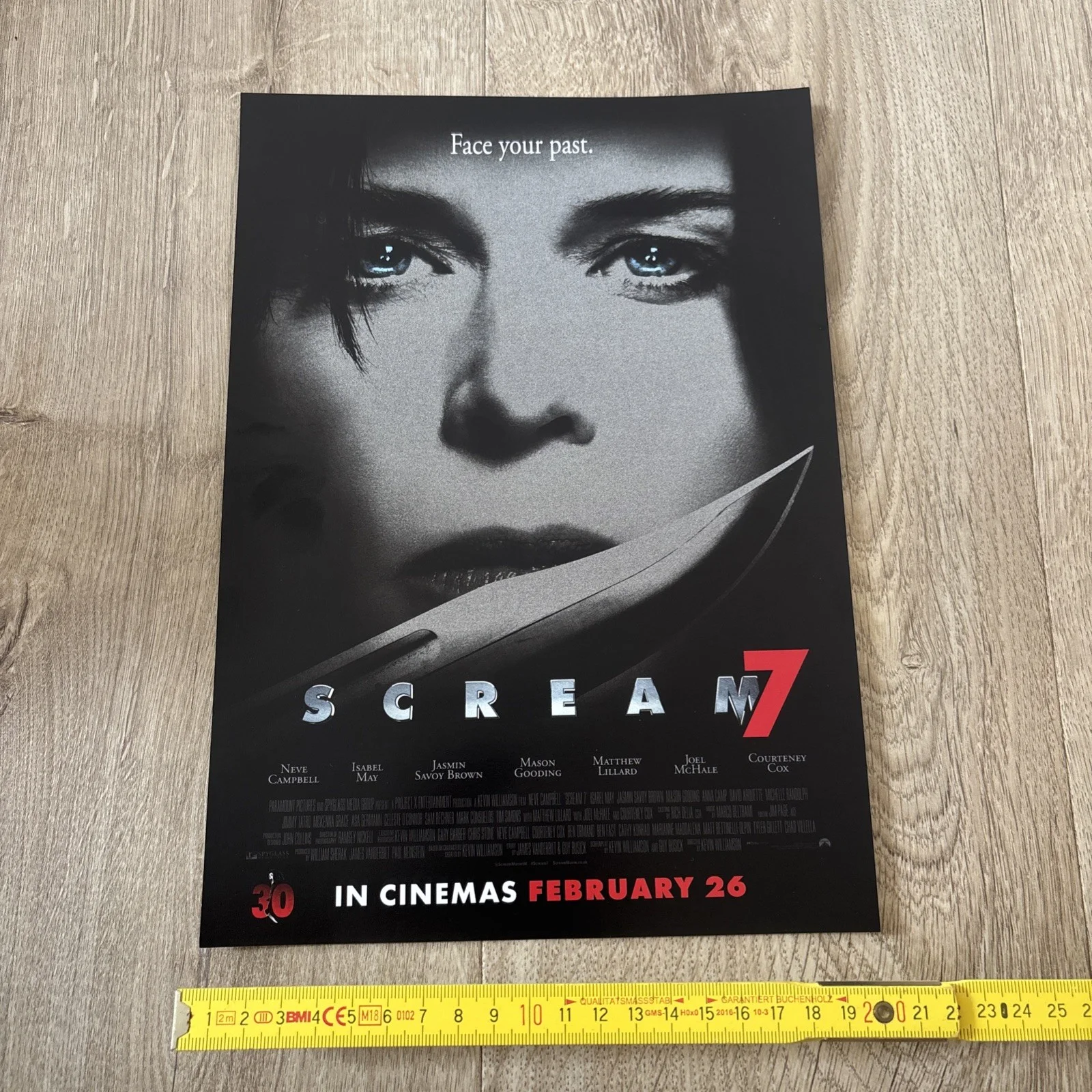 Official Scream 7 Movie Poster Reel Cinema 30 Years 30cm x 20cm Brand New, изображение 3