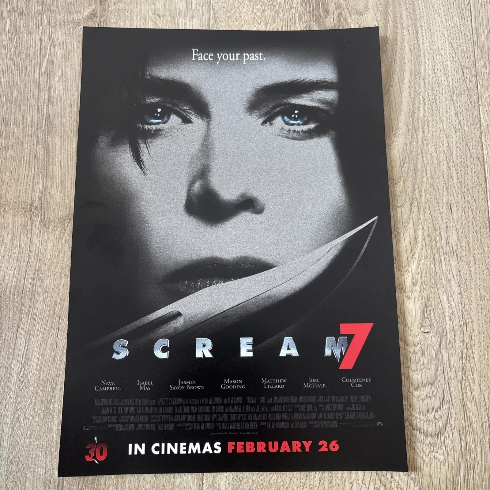 Official Scream 7 Movie Poster Reel Cinema 30 Years 30cm x 20cm Brand New, изображение 4