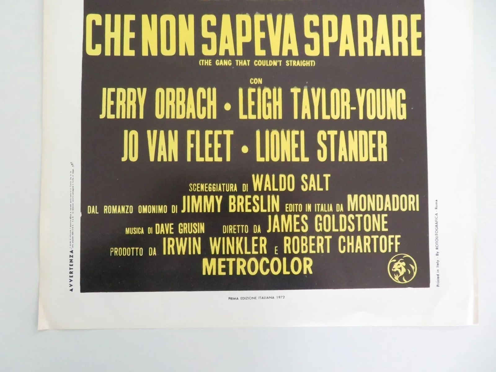 The Gang That Couldn't Shoot Straight Italian Locandina Poster Jerry Orbach 1972, изображение 4