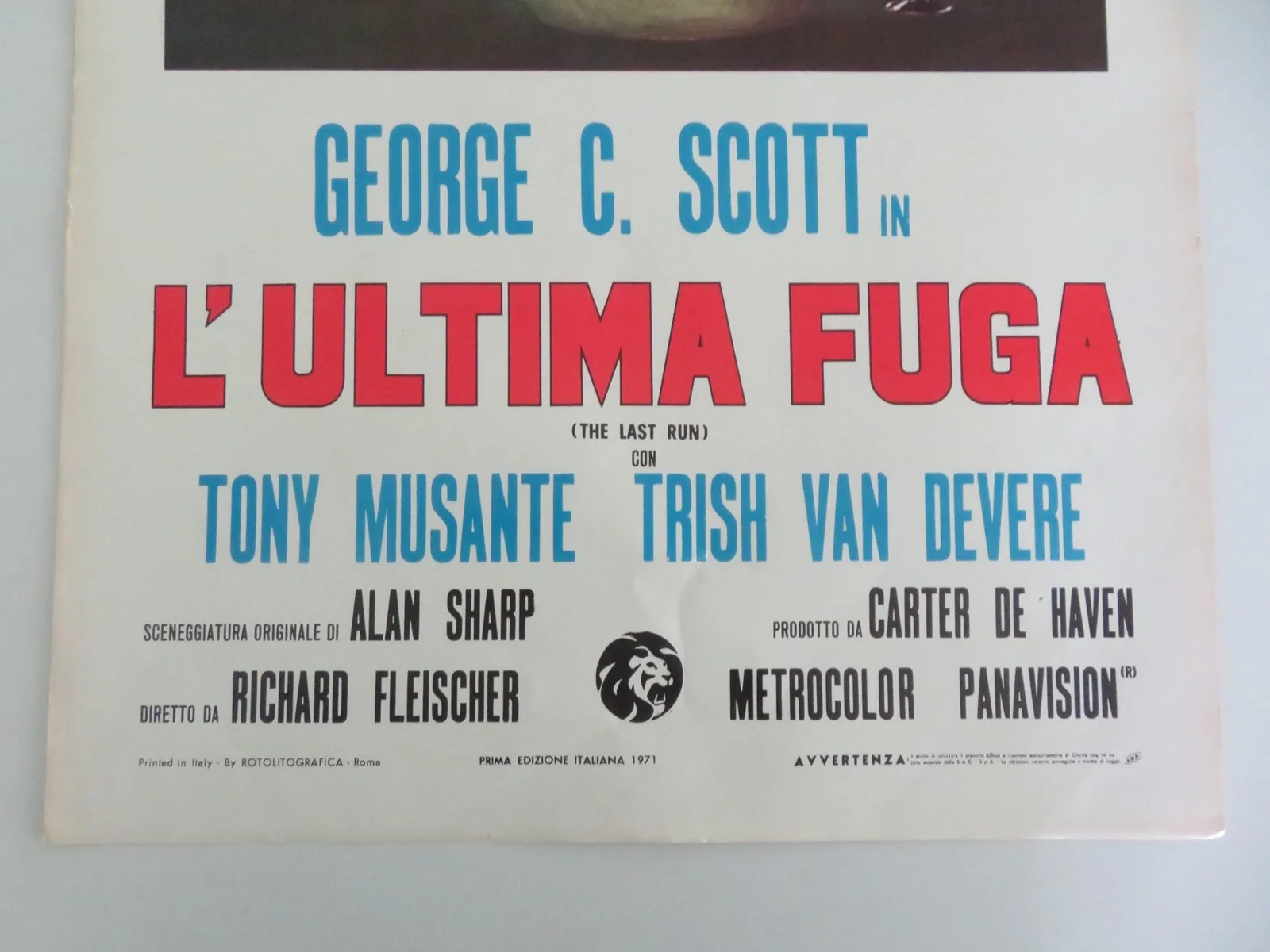 The Last Run Italian Locandina Poster George C. Scott Tony Musante 1971, изображение 4
