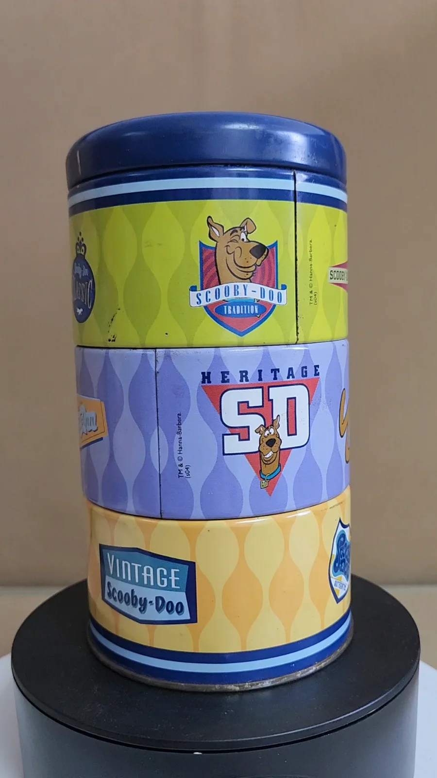 vintage Scooby-Doo popcorn / snacks tin, 3 stackble tin contantainer, image 2