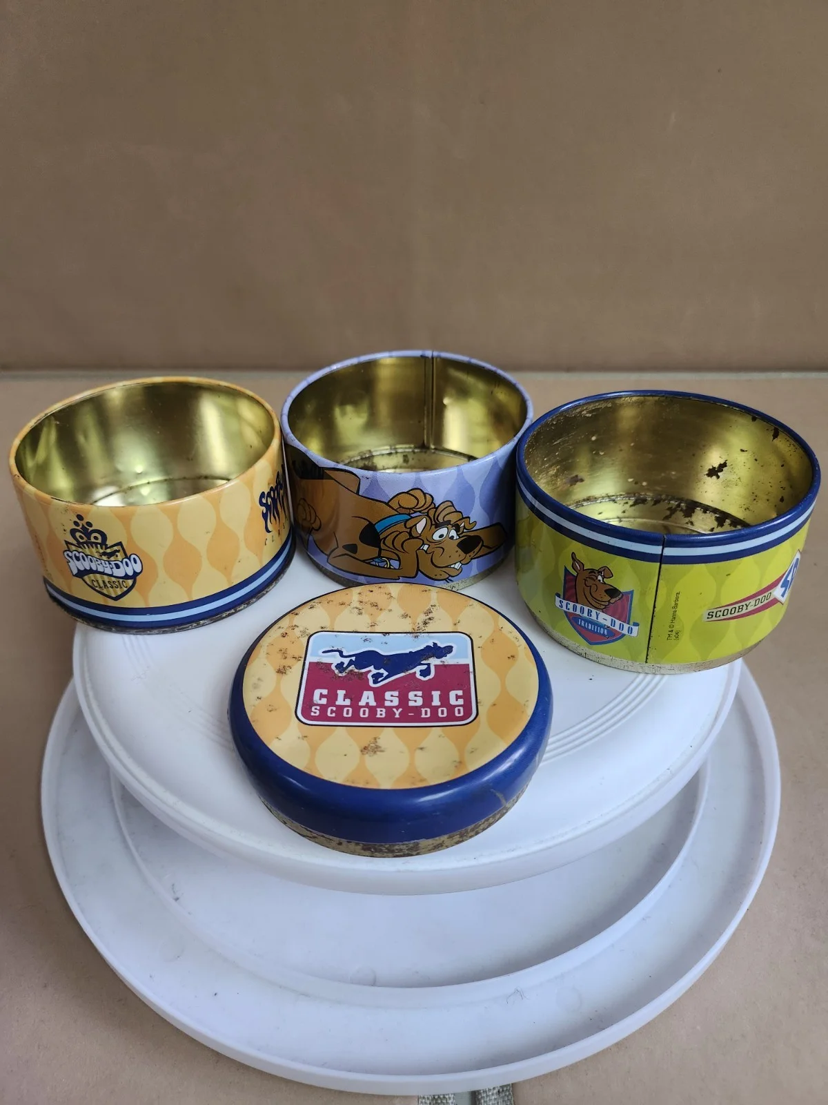 vintage Scooby-Doo popcorn / snacks tin, 3 stackble tin contantainer, image 4