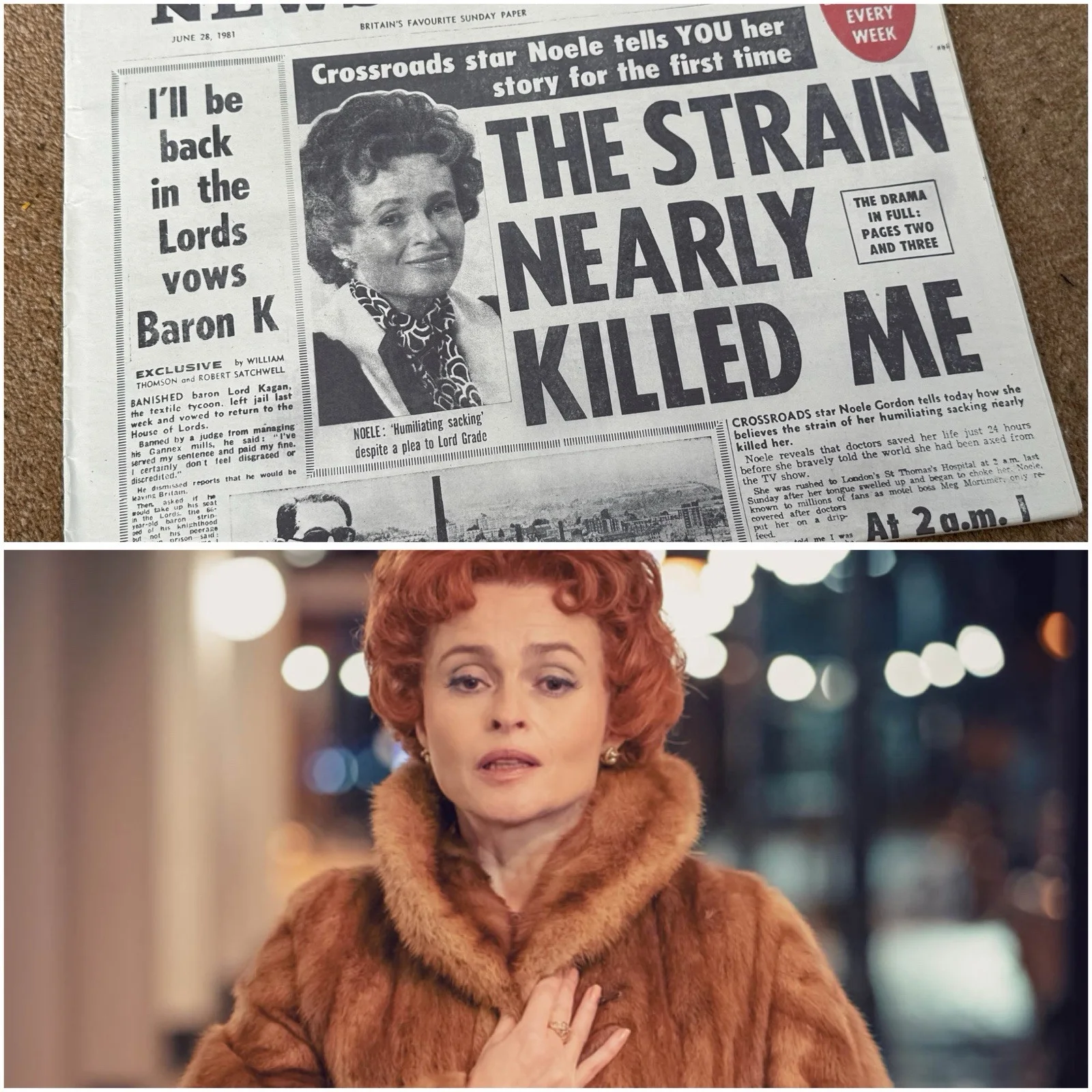 Nolly TV Series - Helena Bonham Carter Newspaper Screen Used Prop - Crossroads, изображение 2