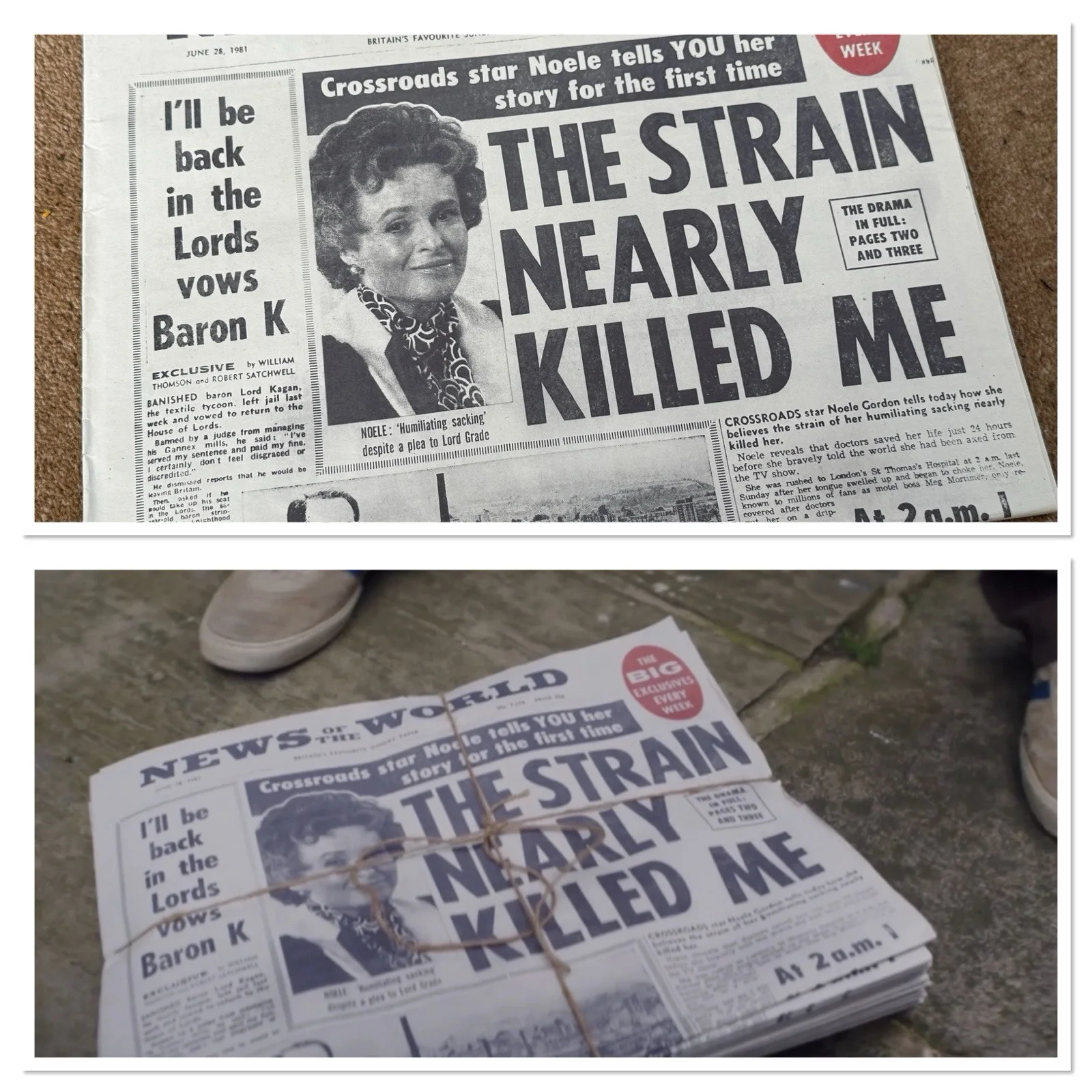Nolly TV Series - Helena Bonham Carter Newspaper Screen Used Prop - Crossroads, изображение 3
