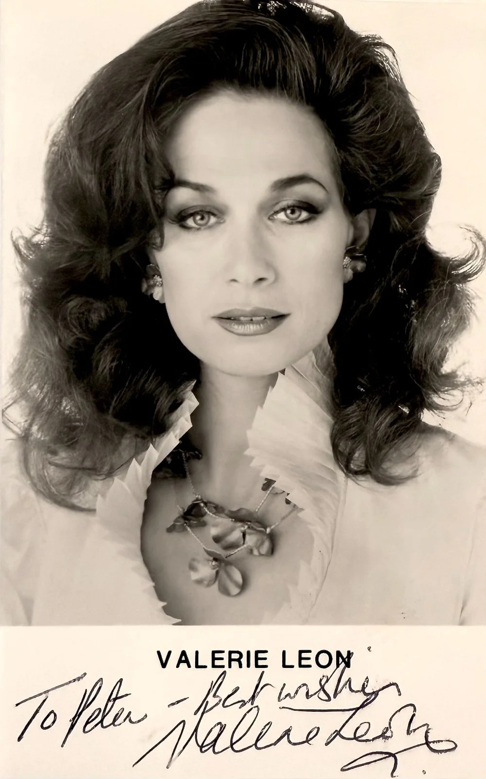 Valerie Leon — VALERIE LEON Signed Autographed 3" x 5" PHOTO The Spy Who Loved Me To PETER