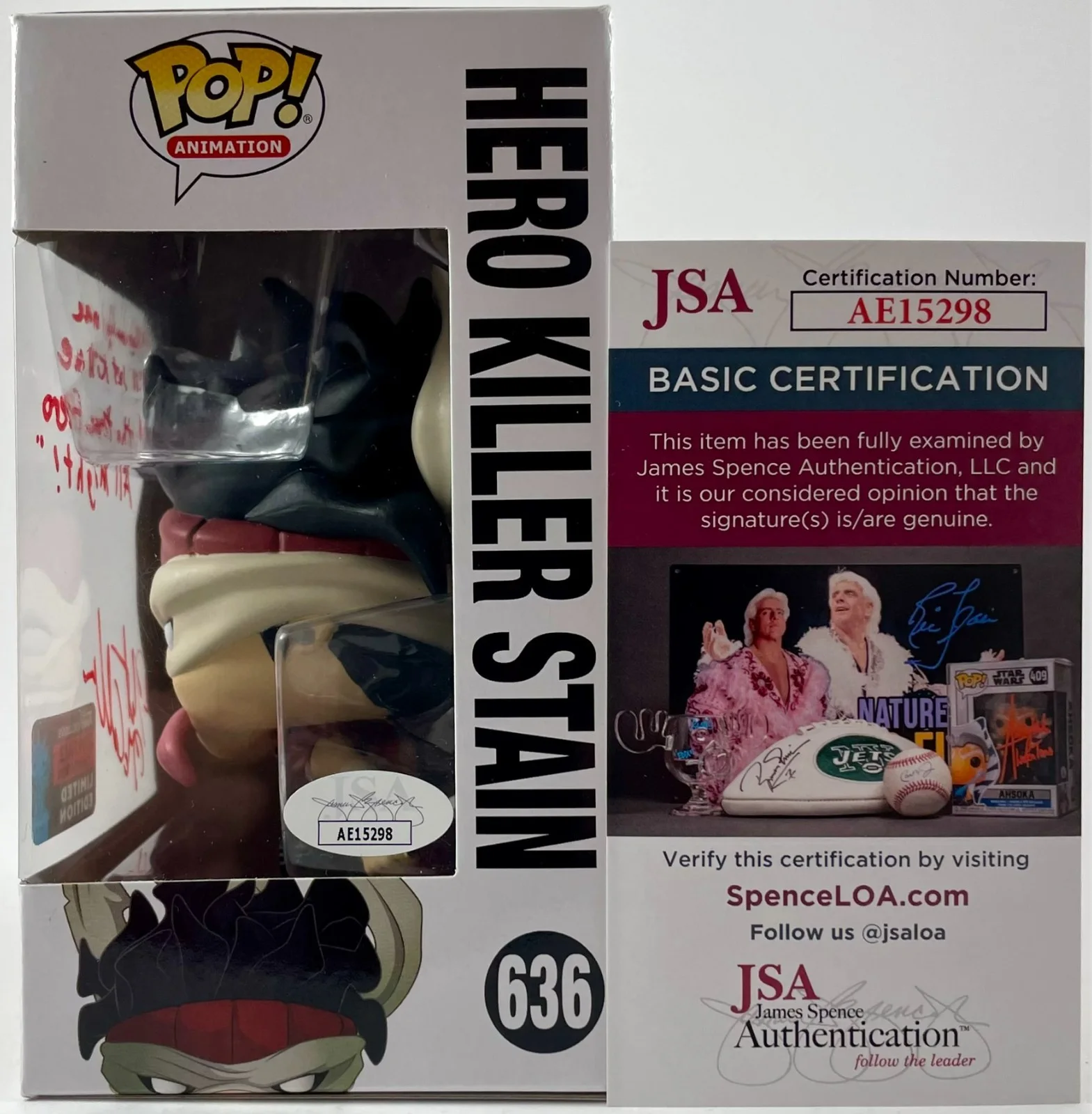 Robert McCollum — Robert McCollum Signed My Hero Academia Hero Killer Stain LE Funko POP! JSA COA, image 3