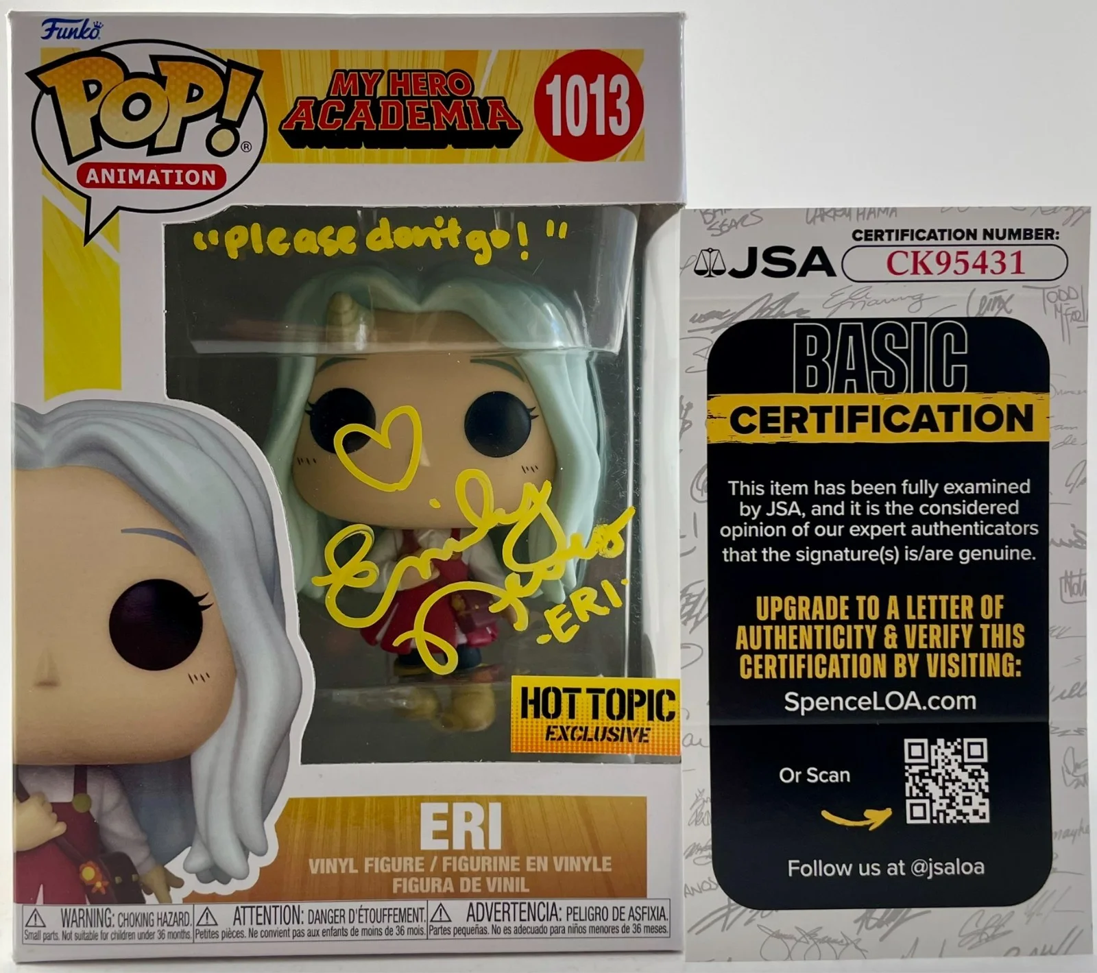 Emily Neves — Emily Neves Signed My Hero Academia Eri Hot Topic Funko POP! Vinyl #1013 JSA COA