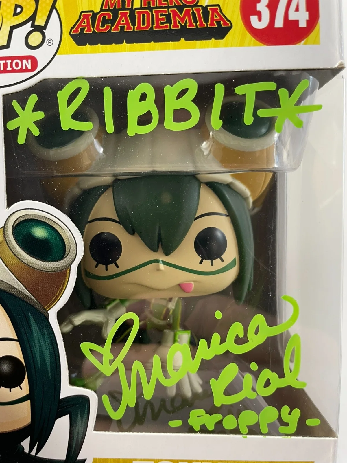 Monica Rial — Monica Rial Signed My Hero Academia Tsuyu Funko POP! Vinyl #374 JSA COA, image 2