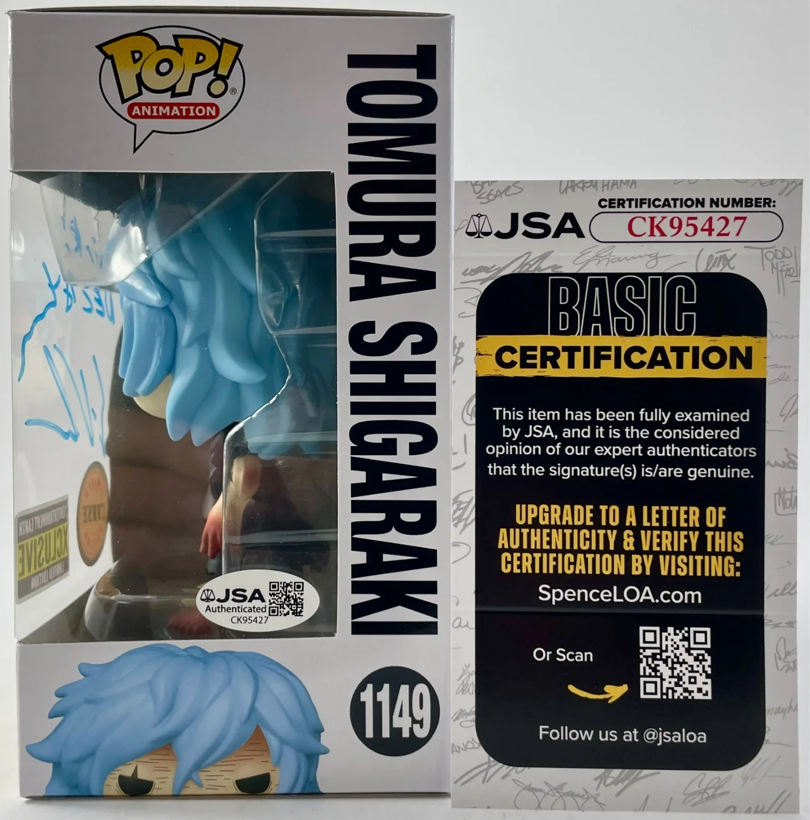 Eric Vale — Eric Vale Signed My Hero Academia Tomura Shigaraki CHASE Funko POP Vinyl JSA COA, изображение 3