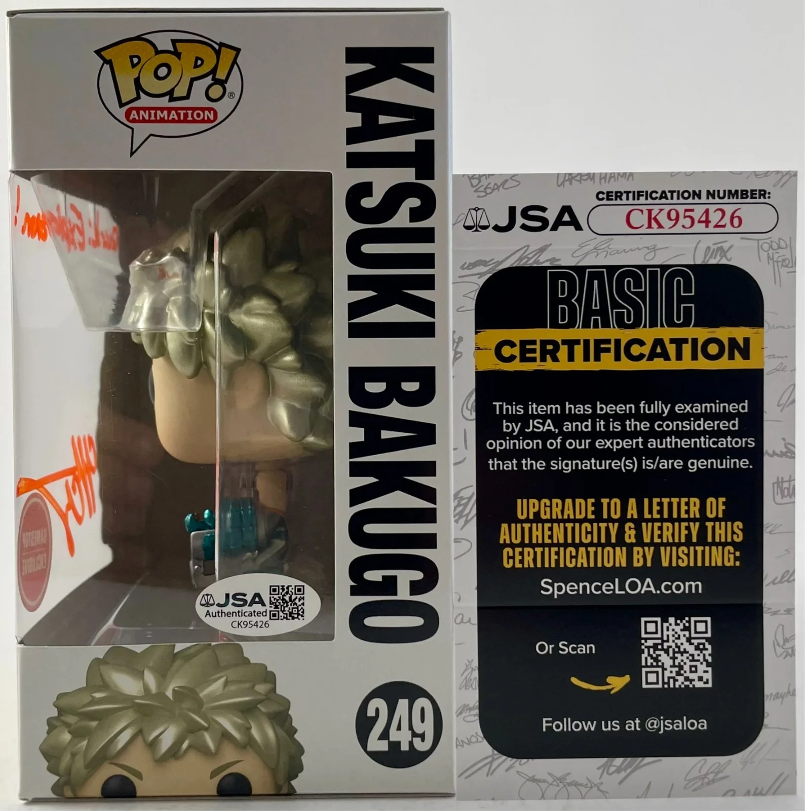 Clifford Chapin — Clifford Chapin Signed My Hero Academia Katsuki Bakugo Funko POP! Vinyl JSA COA, изображение 3