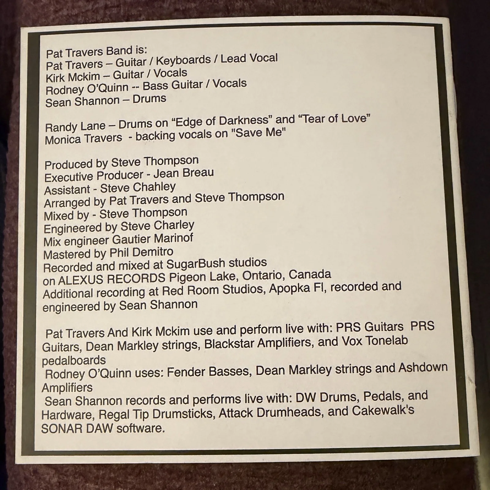 Pat Travers Fidelis Autographed CD & Booklet Alexis Records Original, image 2