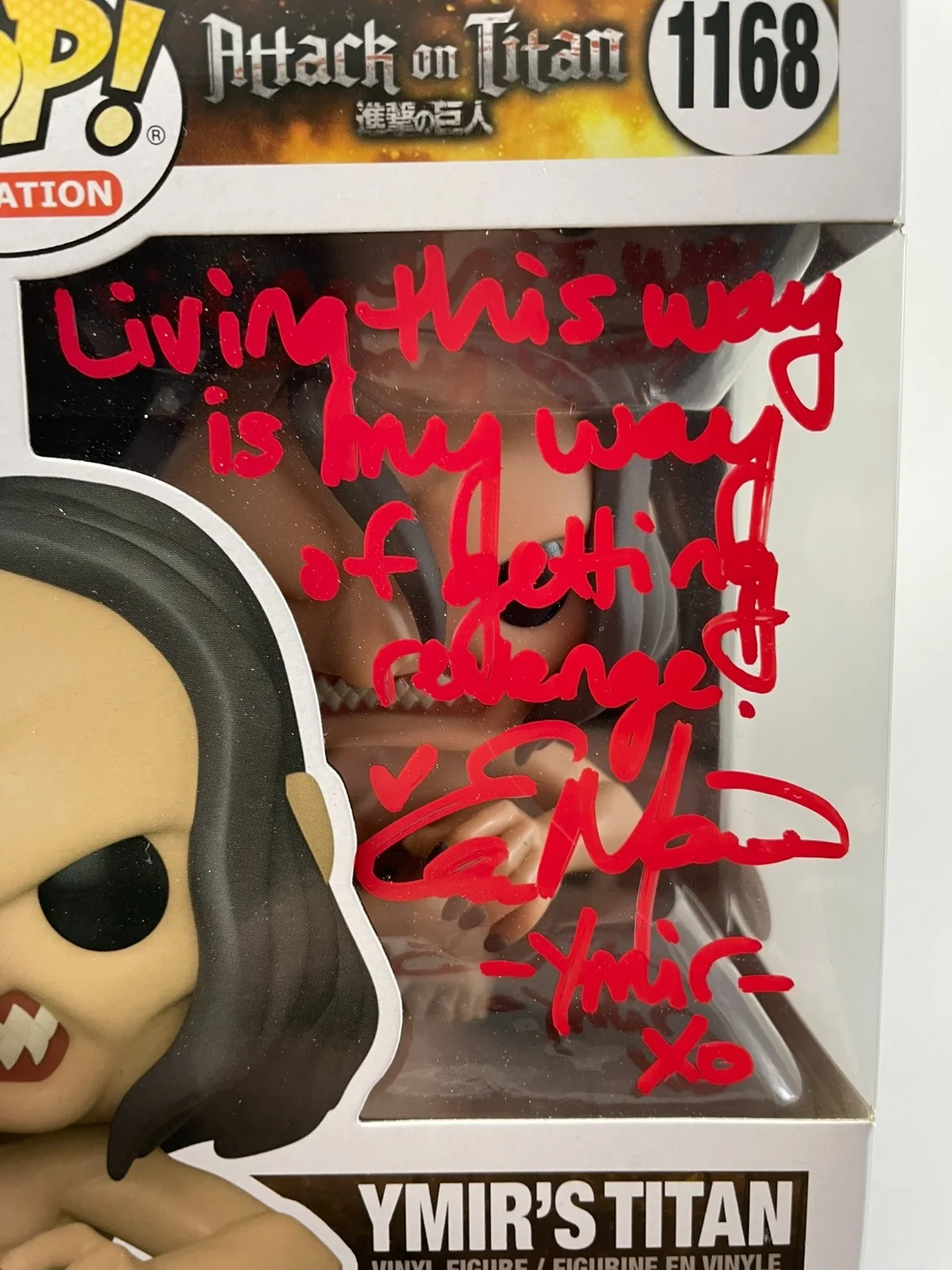 Elizabeth Maxwell — Elizabeth Maxwell Signed Attack On Titan Ymir's Titan Funko POP! Vinyl JSA COA, изображение 2