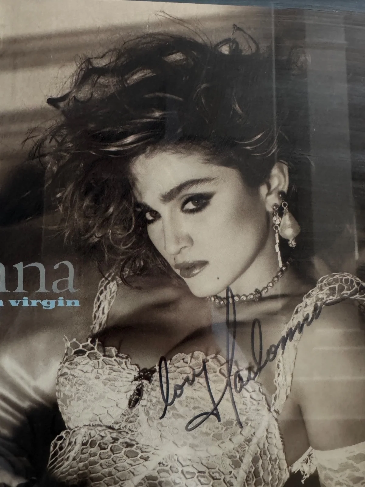 SIGNED MADONNA "LIKE A VIRGIN" ALBUM COVER CUSTOM FRAMED 21X21 WITH COA, image 2