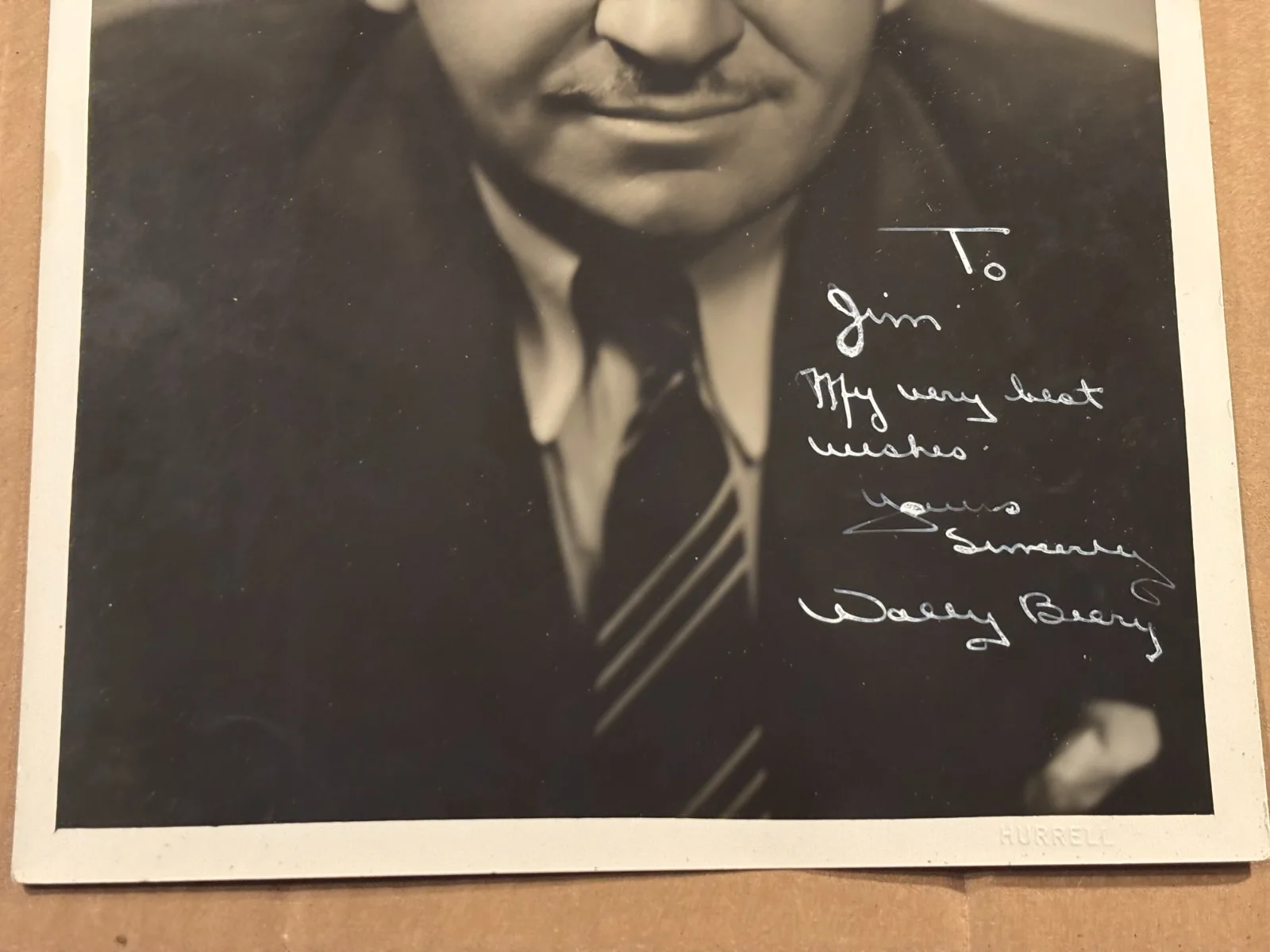 Wallace Beery Very Rare Very Early Autographed Oversize 10/13 Photo 30s Hurrell, изображение 3