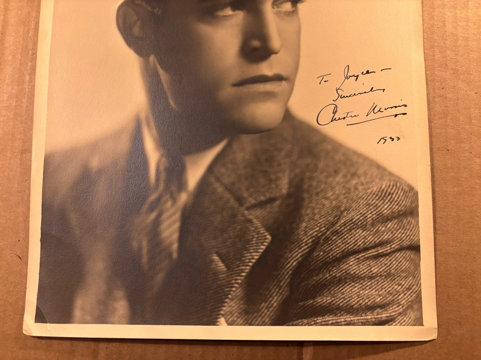 Chester Morris Very Rare Very Early Autographed Oversize 10/13 Photo '33BigHouse, изображение 3