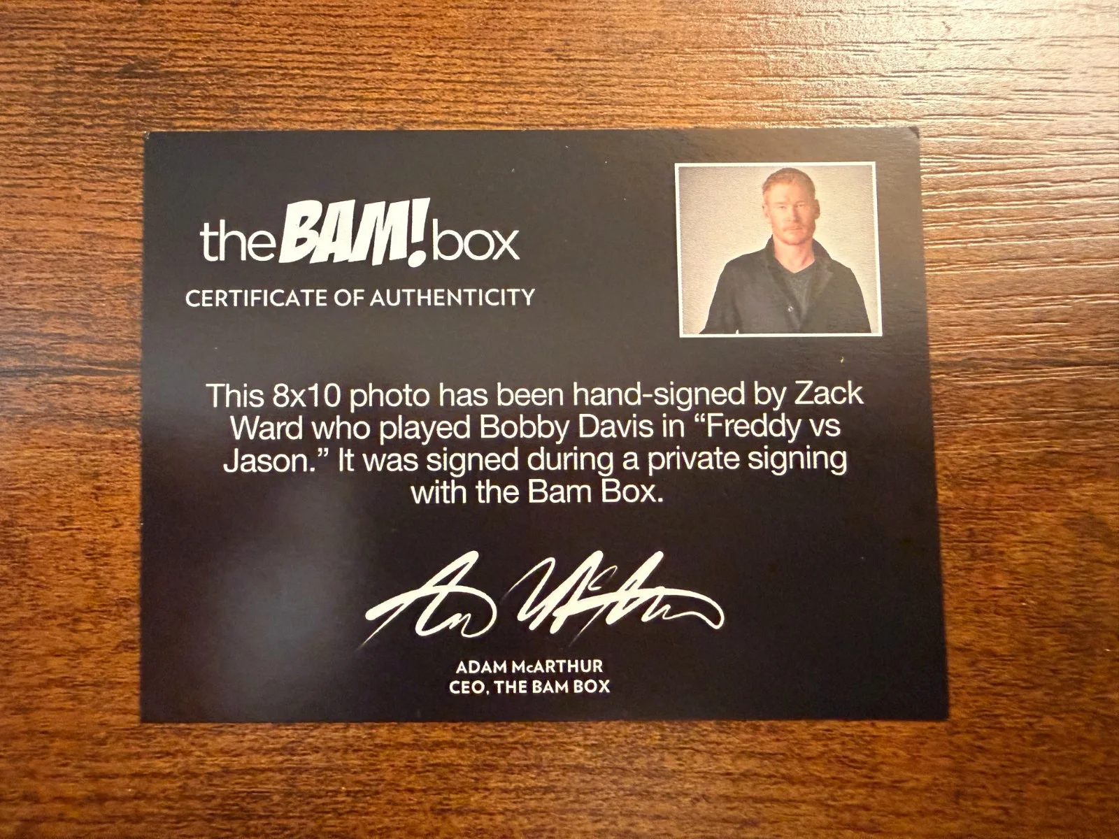 Zack Ward — Bam Box Freddy vs. Jason Autographed Zack War Original Photograph 8"x10", image 2