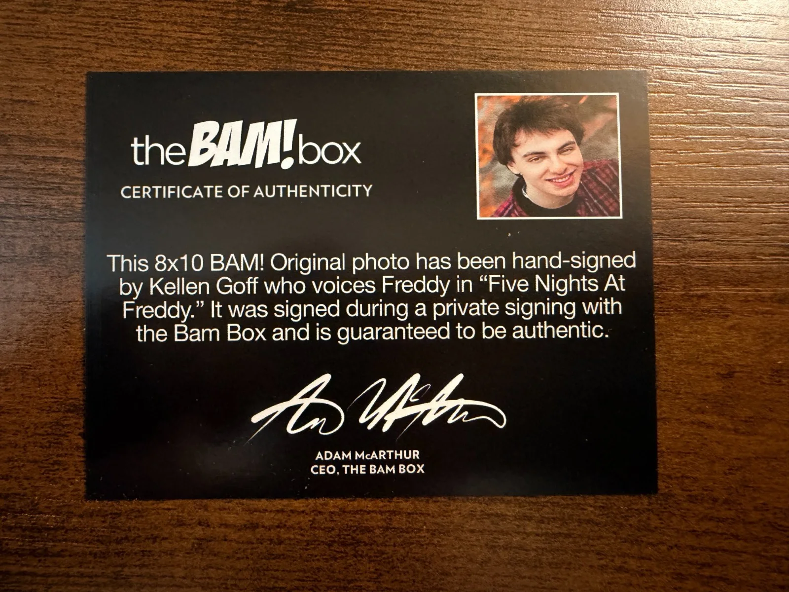 Kellen Goff — Five Nights At Freddy Kellen Goff Signed 8x10 Photo Silver Autograph Bam Box COA, изображение 2