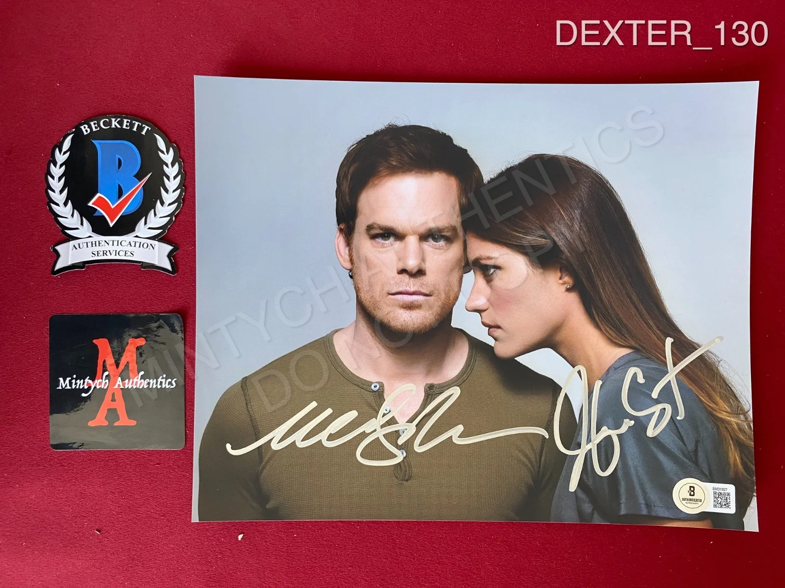 Jennifer Carpenter, Michael C. Hall — Jennifer Carpenter Michael C. Hall dual signed Dexter 8x10 photo Beckett COA