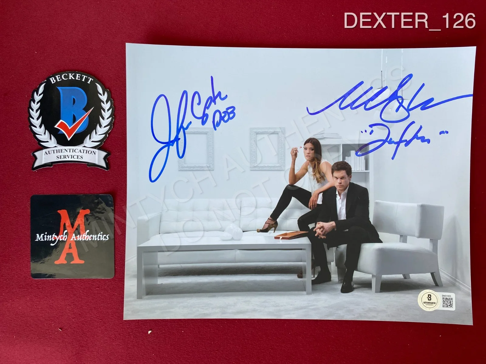 Jennifer Carpenter, Michael C. Hall — Jennifer Carpenter Michael C. Hall dual signed Dexter 8x10 photo Beckett COA