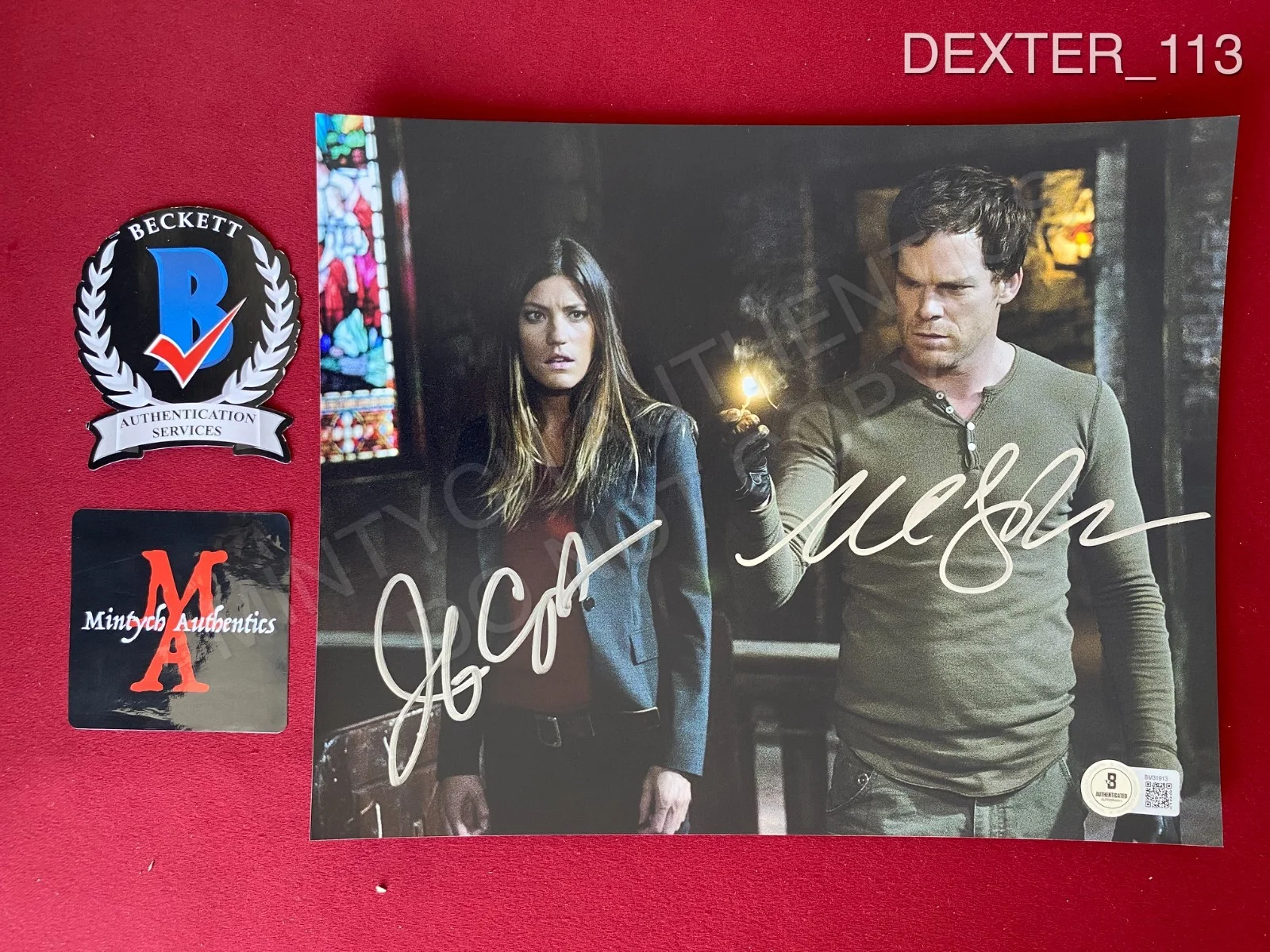 Jennifer Carpenter, Michael C. Hall — Jennifer Carpenter Michael C. Hall dual signed Dexter 8x10 photo Beckett COA