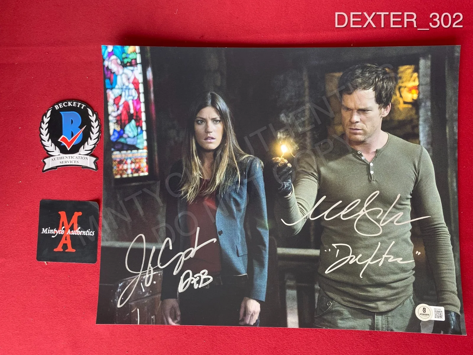 Jennifer Carpenter, Michael C. Hall — Jennifer Carpenter Michael C. Hall dual signed Dexter 11x14 photo Beckett COA