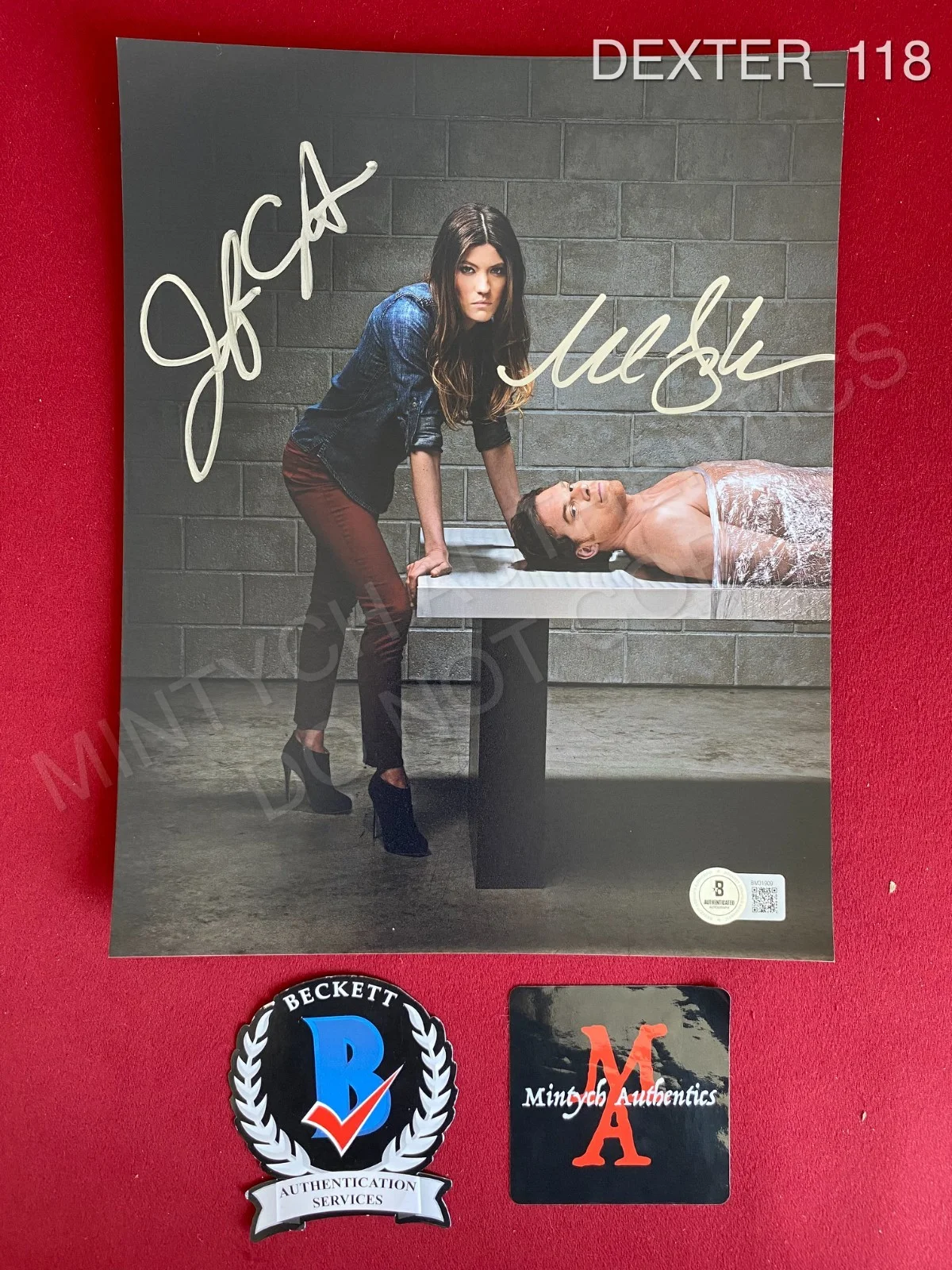 Jennifer Carpenter, Michael C. Hall — Jennifer Carpenter Michael C. Hall dual signed Dexter 8x10 photo Beckett COA