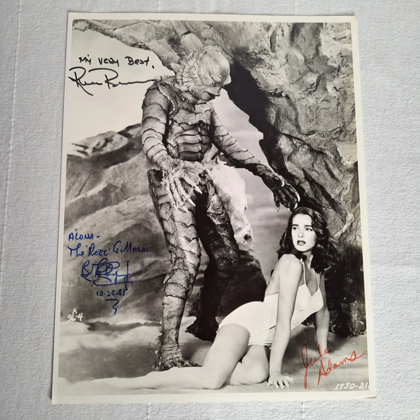 Ricou Browning, Ben Chapman & Julie Adams — Creature From The Black Lagoon 11X14 Browning Adams & Chapman Signed Photo w/COA