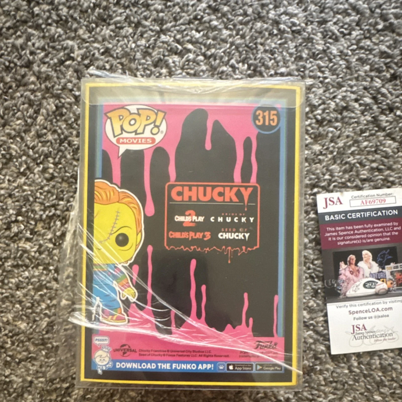 Funko Pop Chucky #315 Signed JSA Authenticated Entertainment Earth Exclusive, image 3