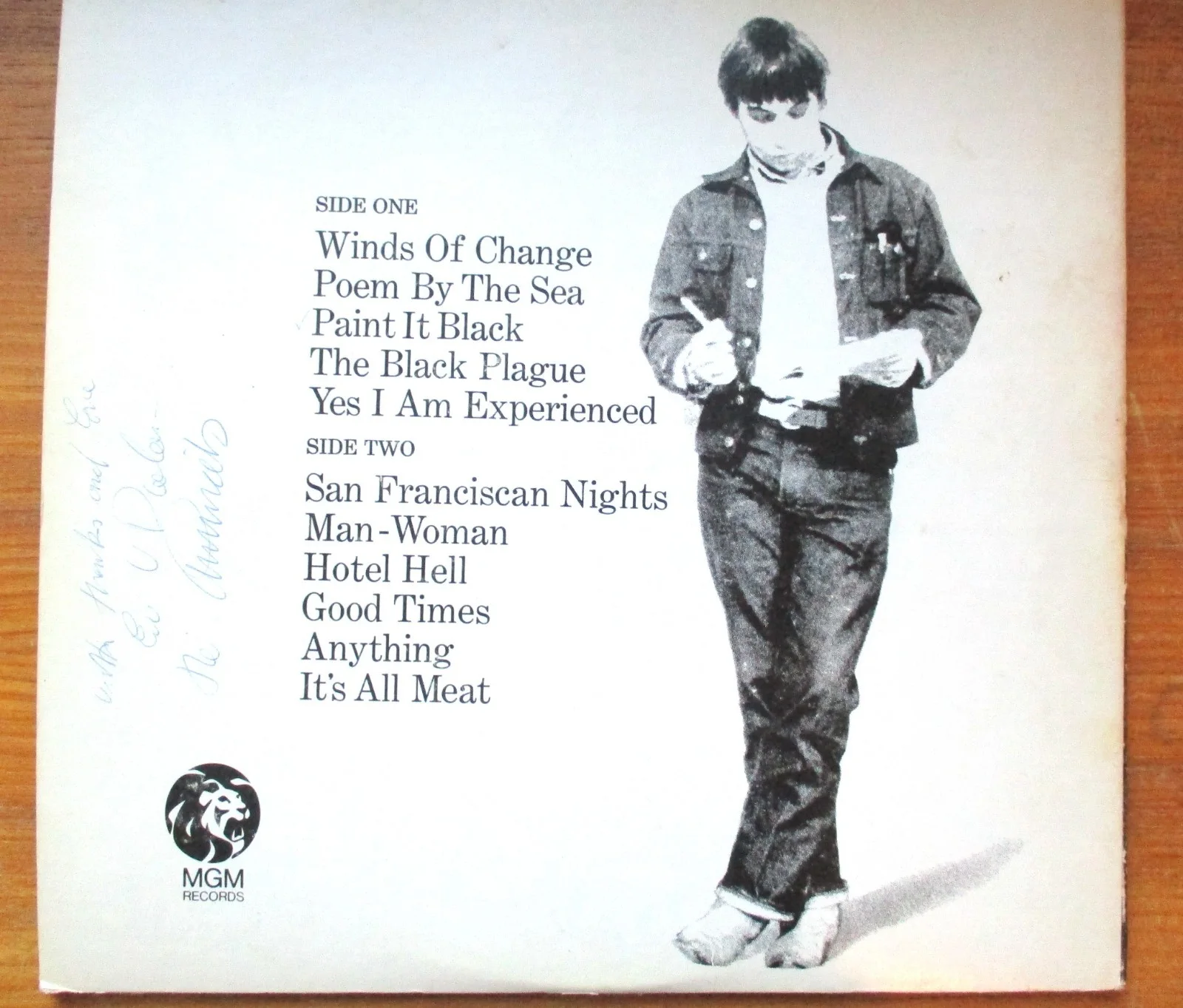 Signed Eric Burdon Animals LP SE-4484 From John Gilliland Estate, image 2