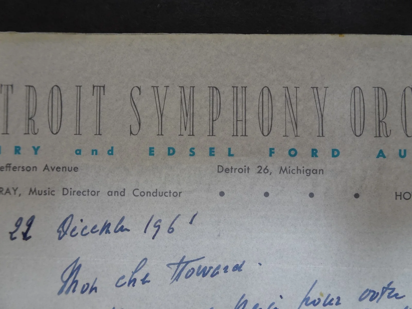 Paul Paray — Paul Paray French Conductor Autograph Letter to Symphony Manager Harrington 1961, изображение 3