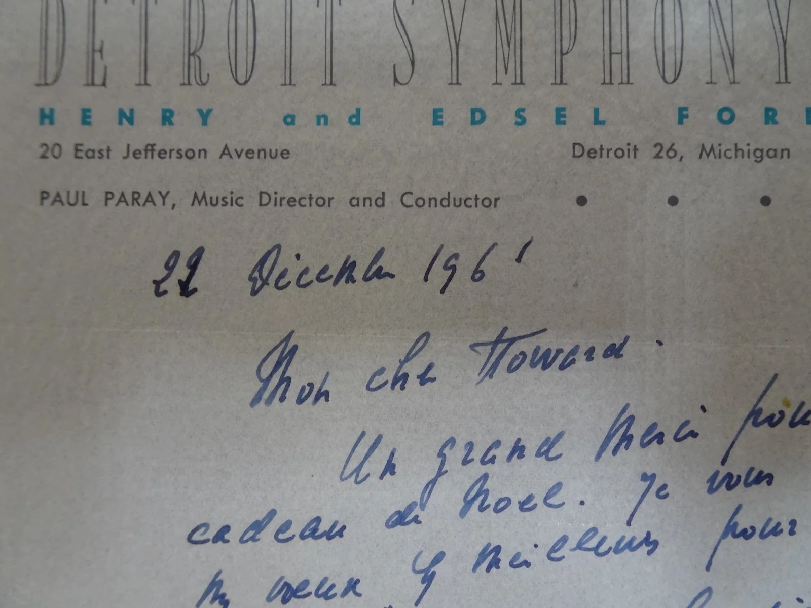 Paul Paray — Paul Paray French Conductor Autograph Letter to Symphony Manager Harrington 1961, изображение 5