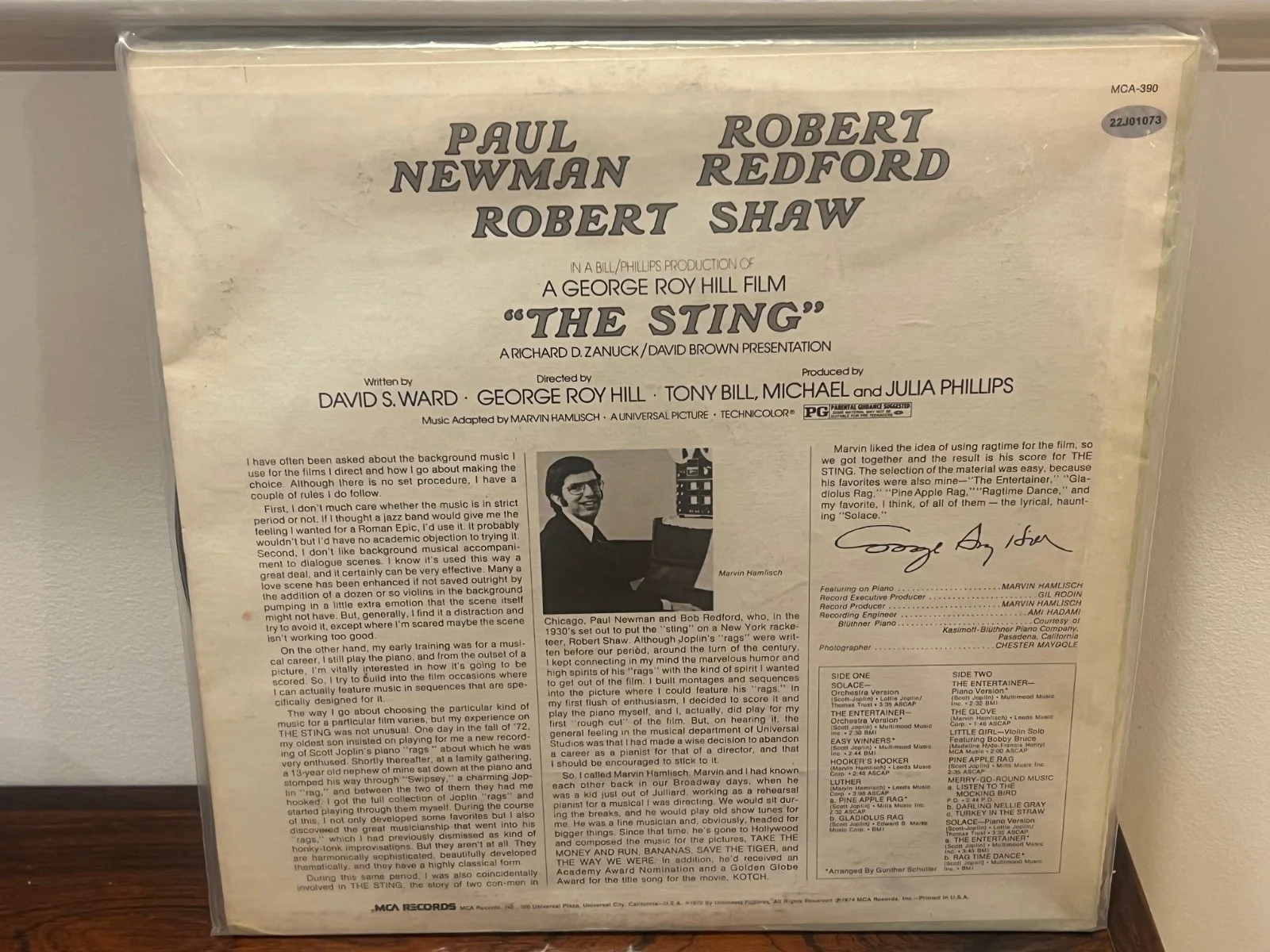 Sting Soundtrack Album Signed Paul Newman Robert Redford, image 2