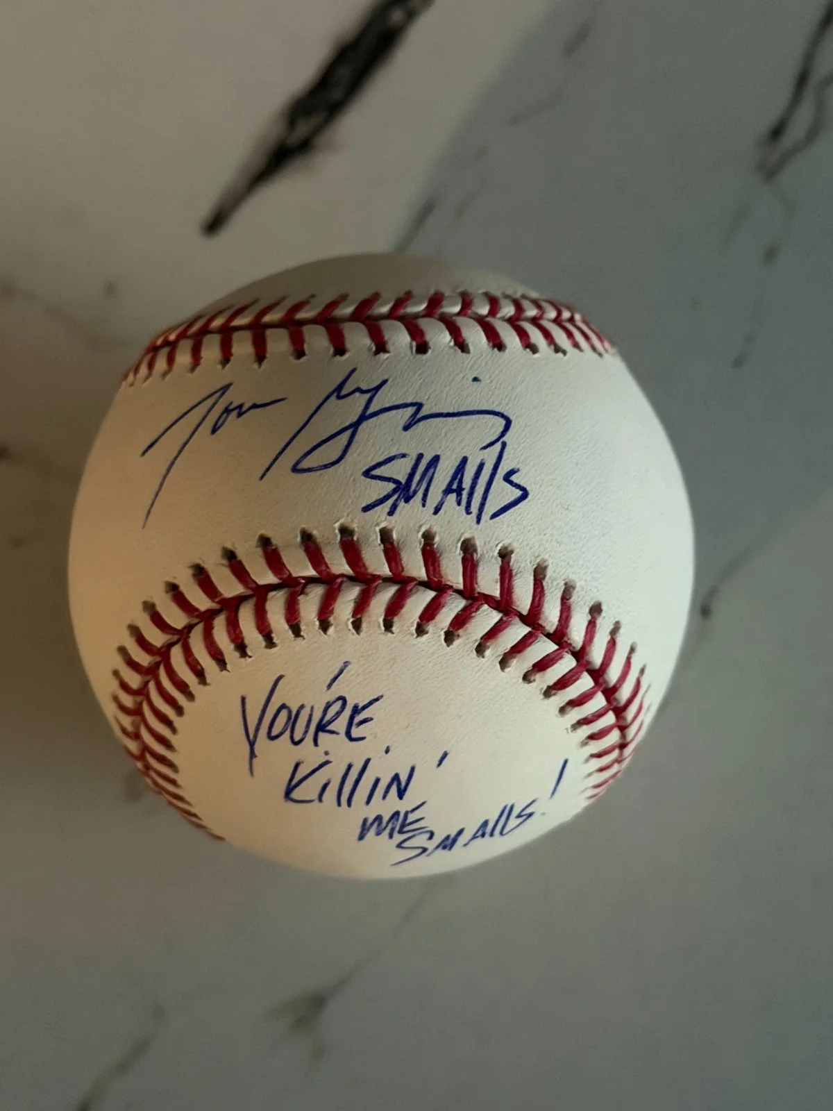 Tom Guiry — Tom Guiry Signed Autographed Baseball with INSCRIPTION The Sandlot "Smalls" JSA