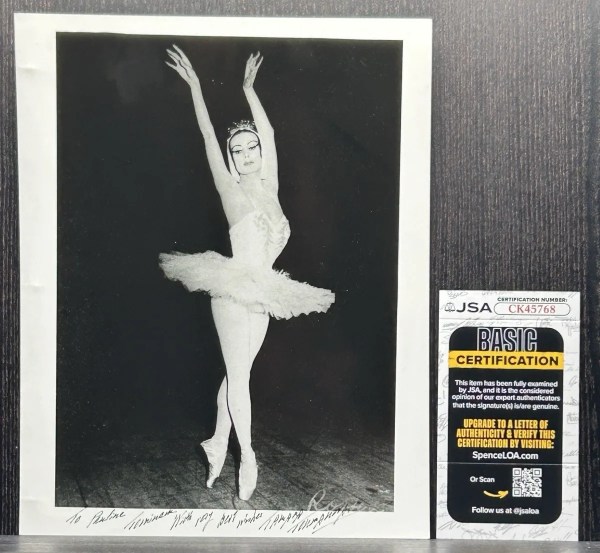 Tamara Toumanova — TAMARA TOUMANOVA SIGNED PHOTO Original Autograph JSA COA Prima Ballerina Actress, image 2