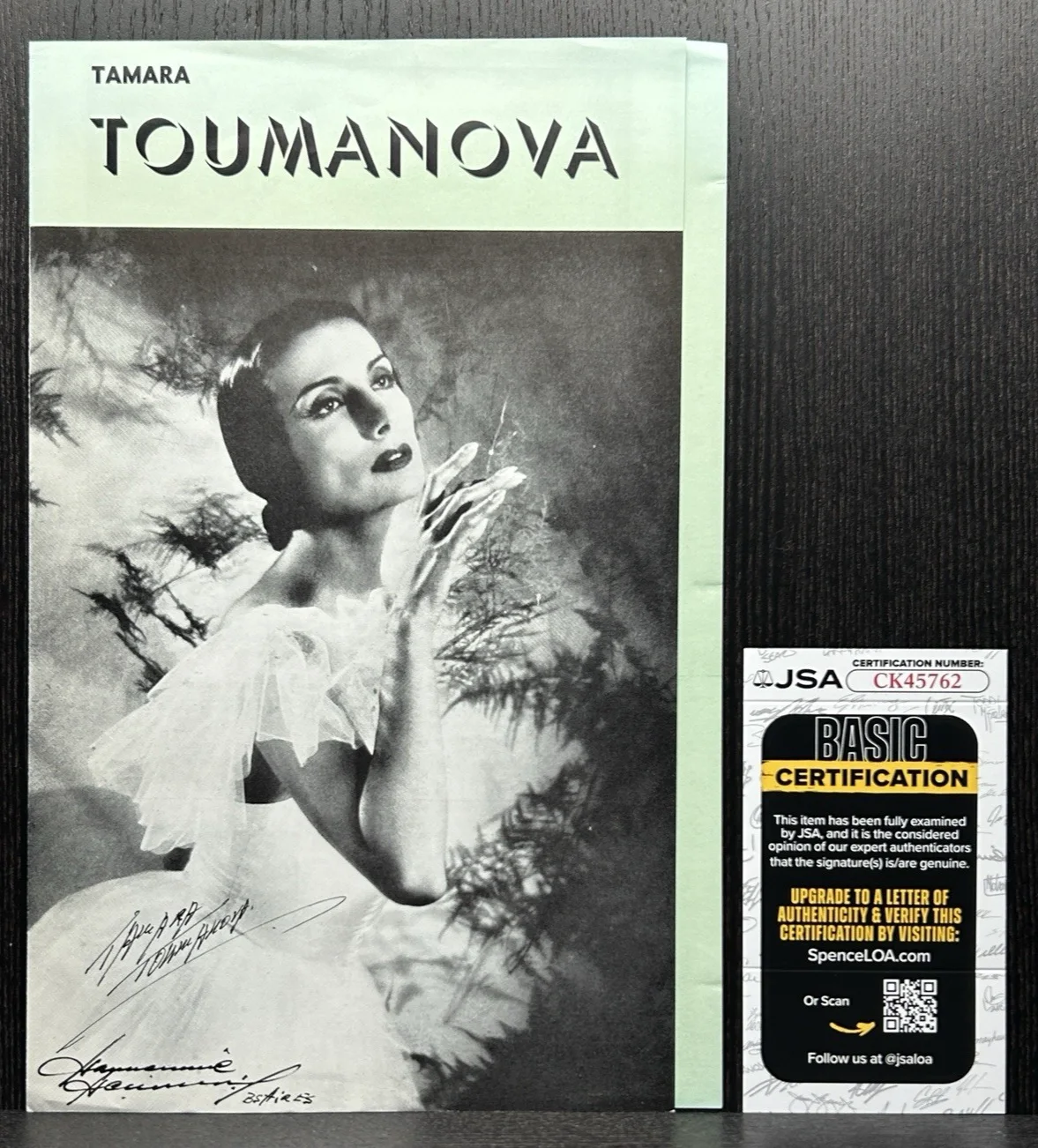 Tamara Toumanova — TAMARA TOUMANOVA HAND SIGNED PAMPHLET Original Autograph JSA COA Prima Ballerina