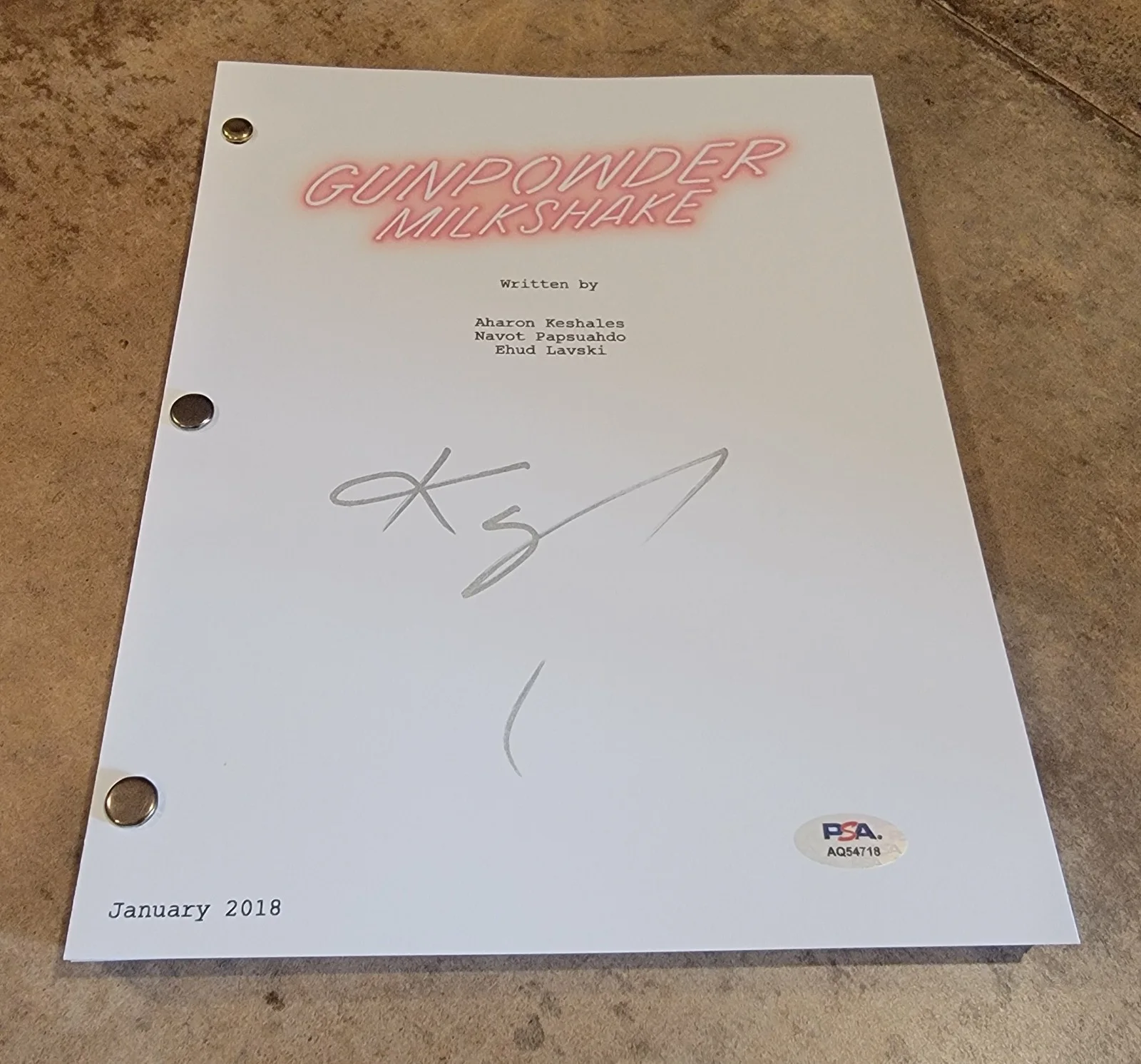 Karen Gillan — Karen Gillan signed Gunpowder Milkshake script full 109 pages PSA DNA autograph