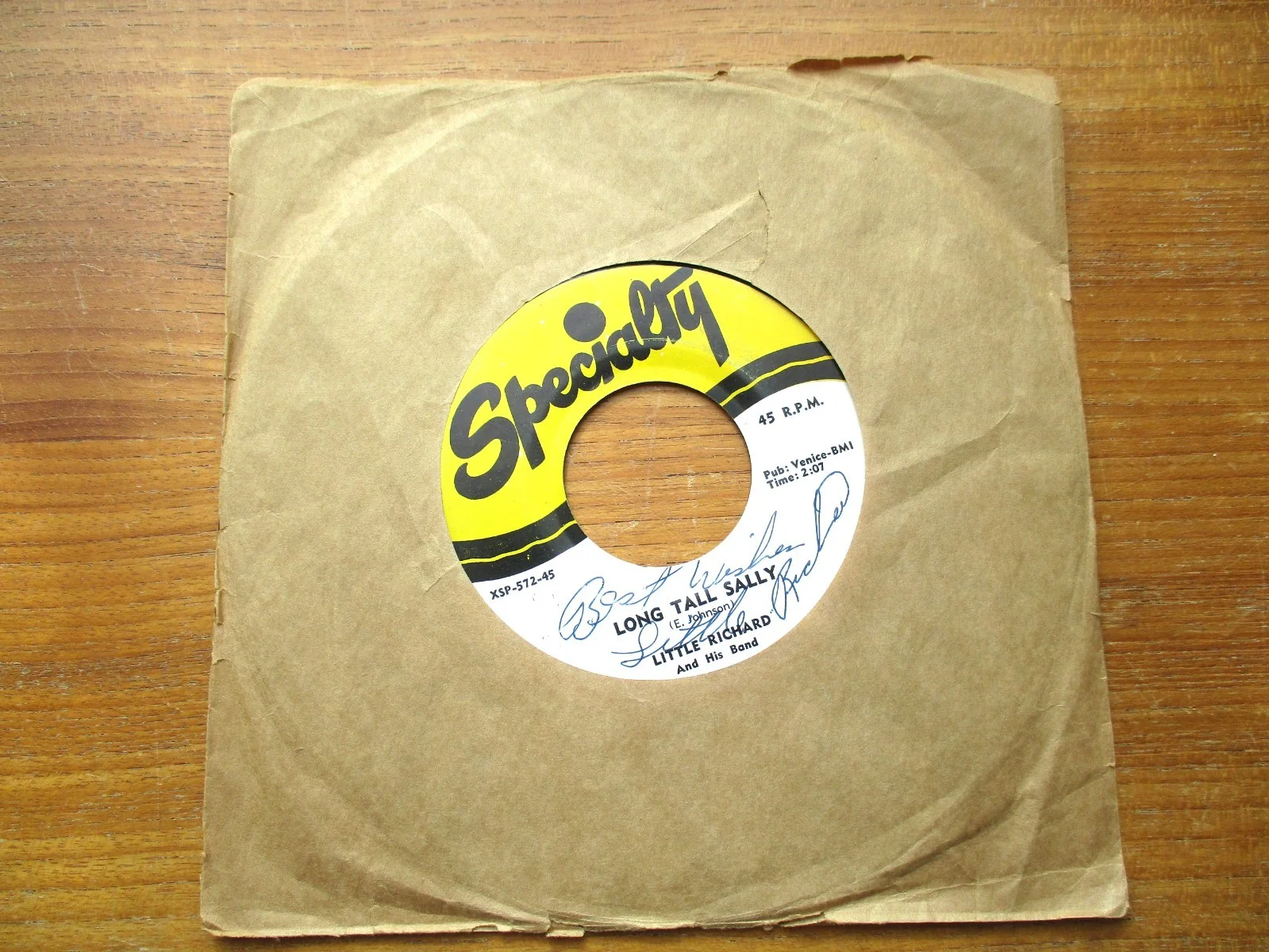 Little Richard 45 RPM Specialty XSP-572 Signed/Inscribed John Gilliland Estate, изображение 2